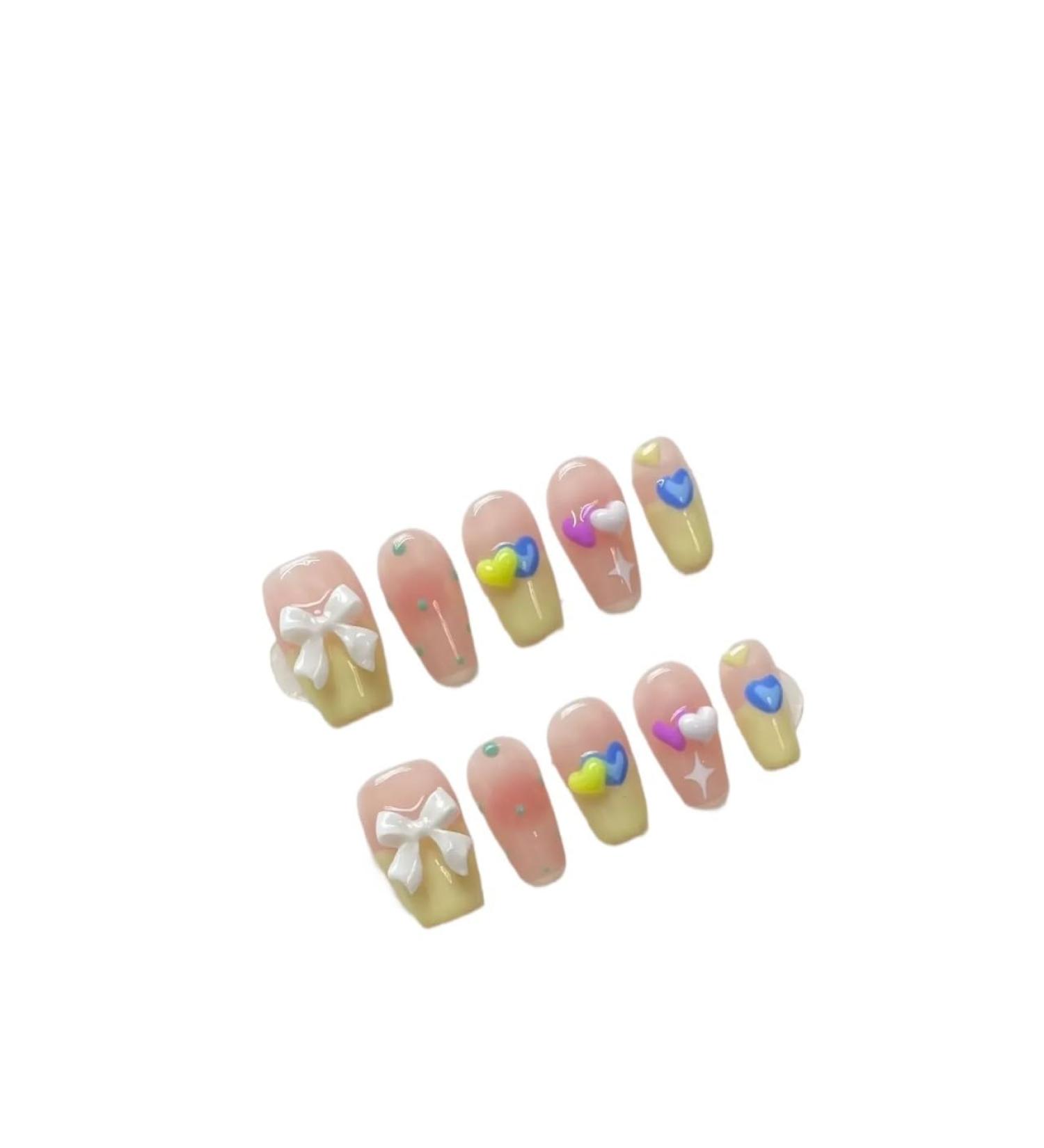 Detachable Handmade false nails with design dopamine bubble love girl press on Nail enhancement false nails (Color : 4 Size : M) - Buy Online on GoSupps.com