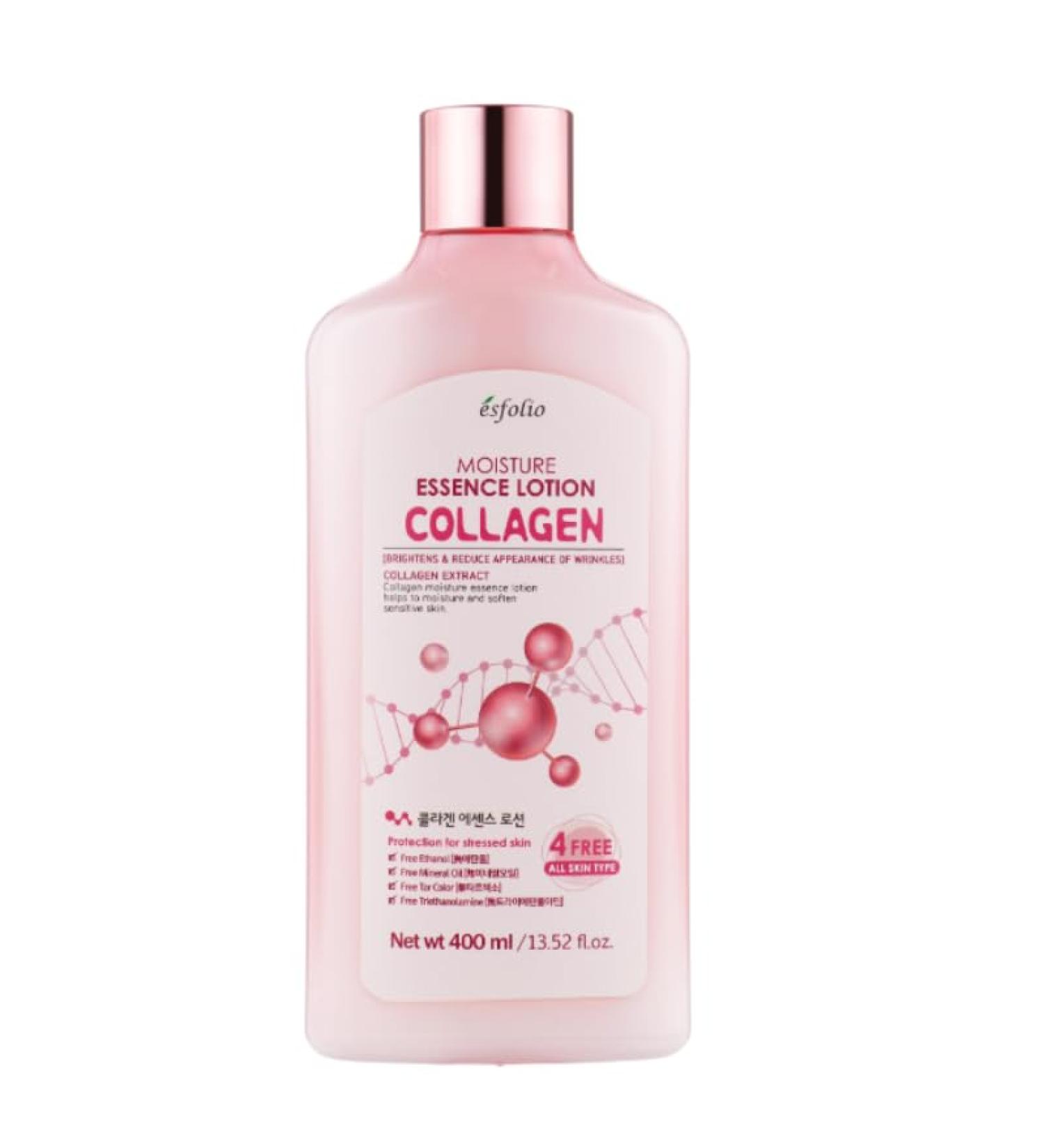 Esfolio Made in Korea Collagen Peptide Moisture Essence Lotion Hydrating & Nourishing Face & Body Lotion with Collagen & Peptides Lightweight Daily Moisture 400ml / 13.53 fl oz