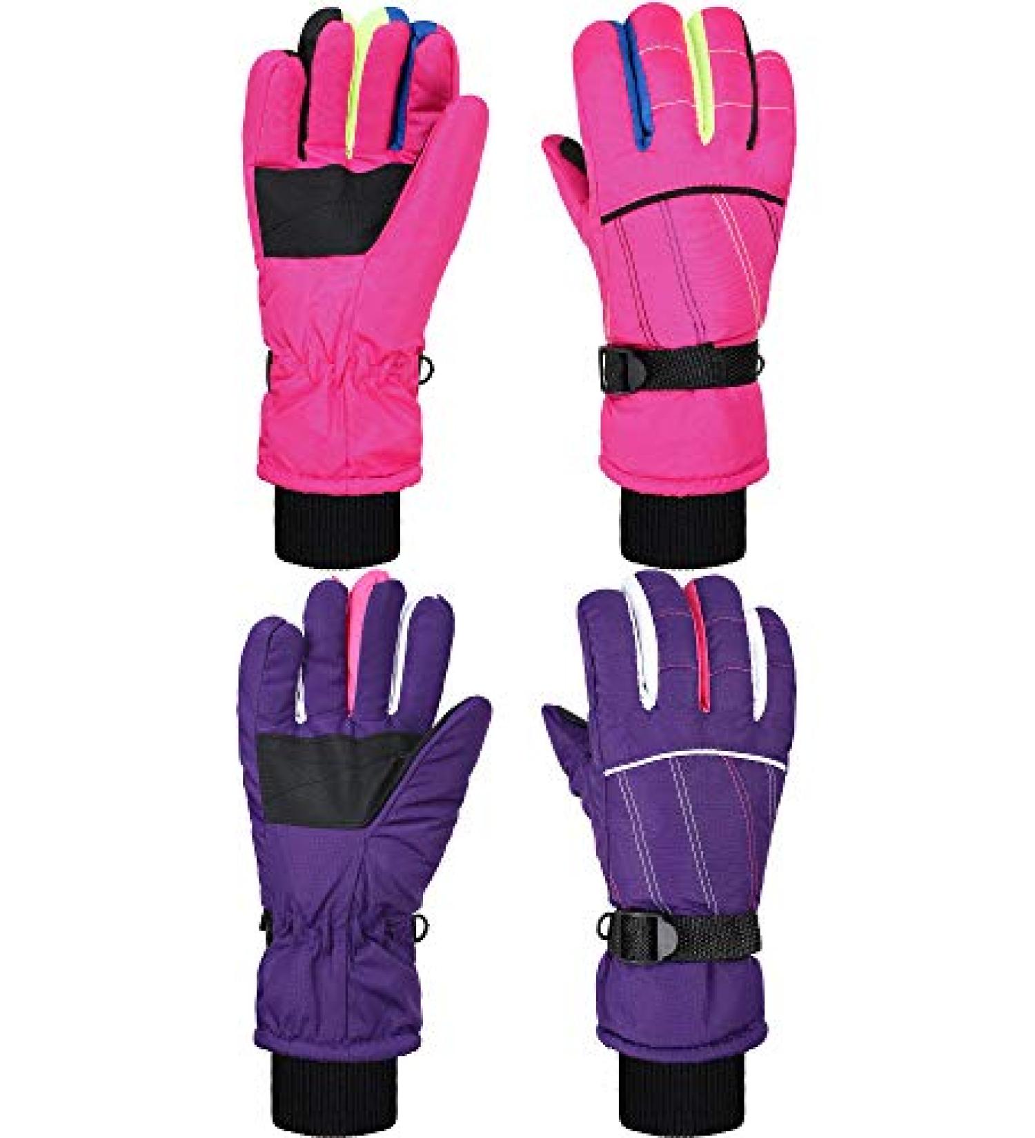 Buy Geyoga Kids Winter Ski Gloves - Waterproof Snowboard Gloves for Ages 8-14 in Purple & Pink - Buy Online on GoSupps.com