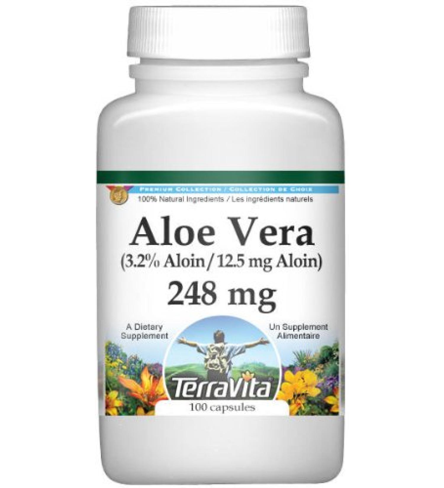 Aloe Vera - (3.2% Aloin (12.5 mg Aloin)) - 248 mg (100 Capsules ZIN: 407335) - Buy Online on GoSupps.com