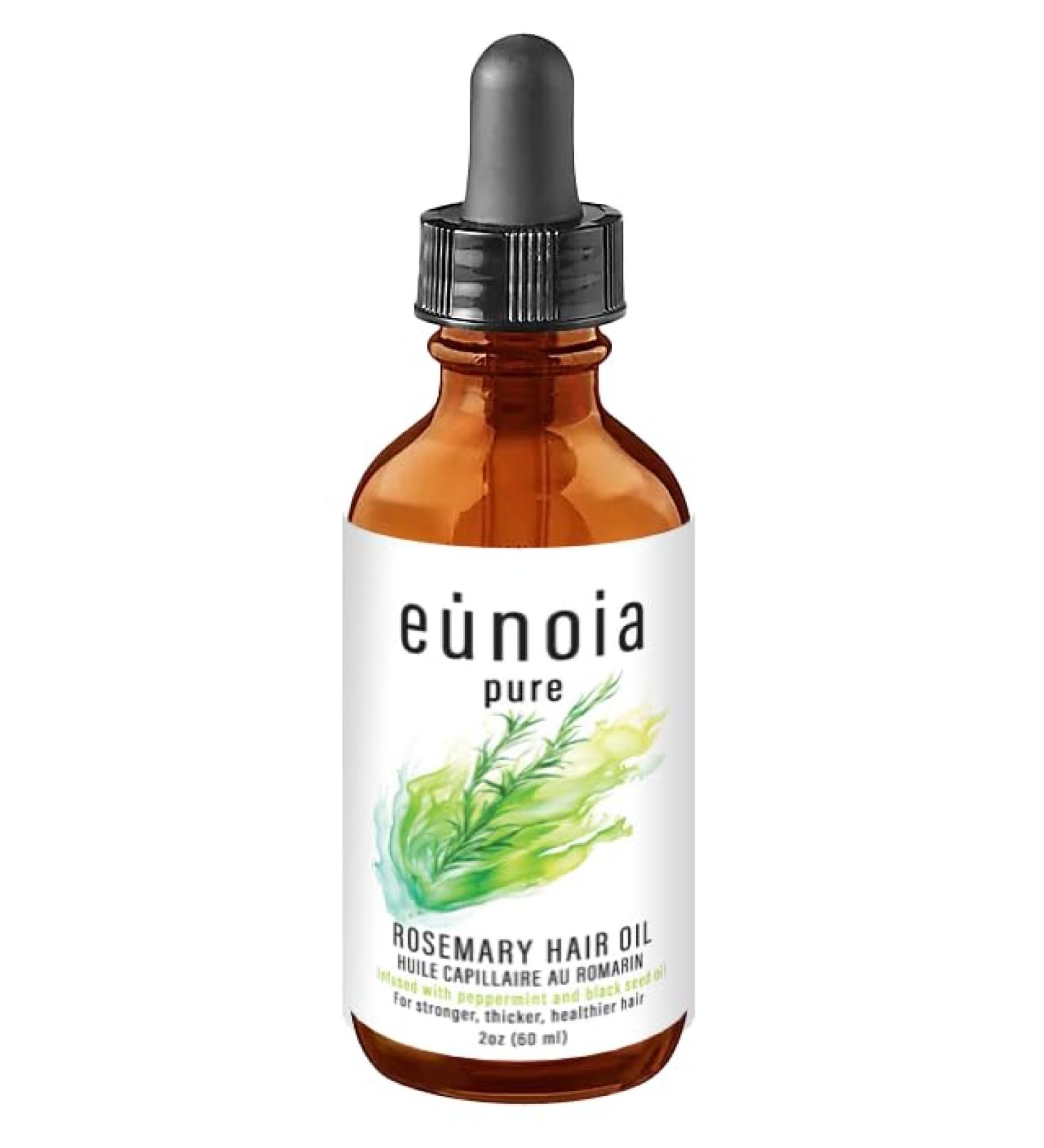 NEW- Rosemary Oil For Hair Growth by Eunoia Pure - Made in Canada - with Rosemary Peppermint Black Seed Oil and Pumpkin Seed Oil - for Longer Thicker Stronger Hair - For Men and Women - All Hair Types - 2 oz/60ml - Buy Online on GoSupps.com