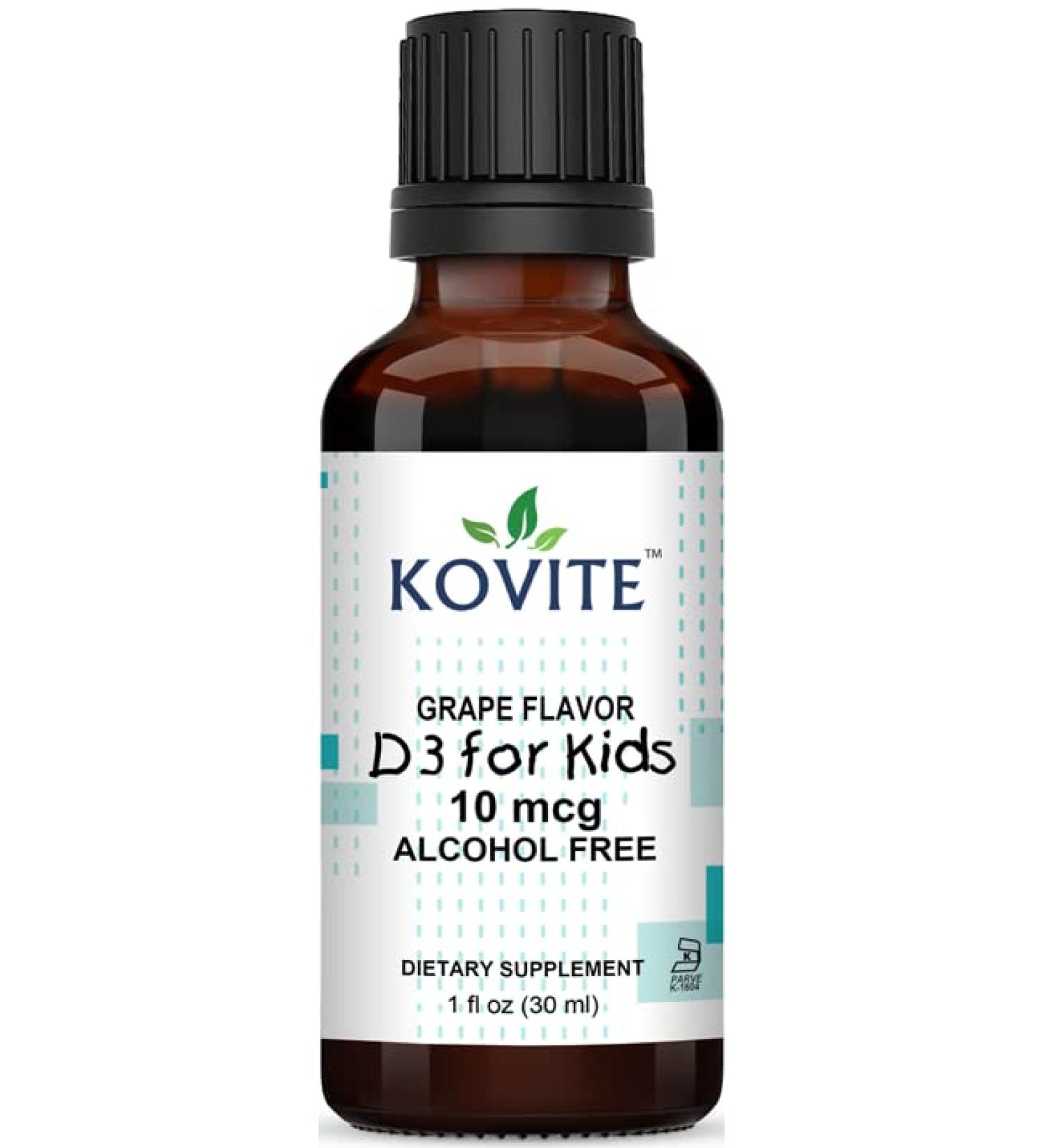 Kovite Kid"s Vitamin D3 Drops 400 IU Alcohol Free- Grape Flavor - 1 fl oz.