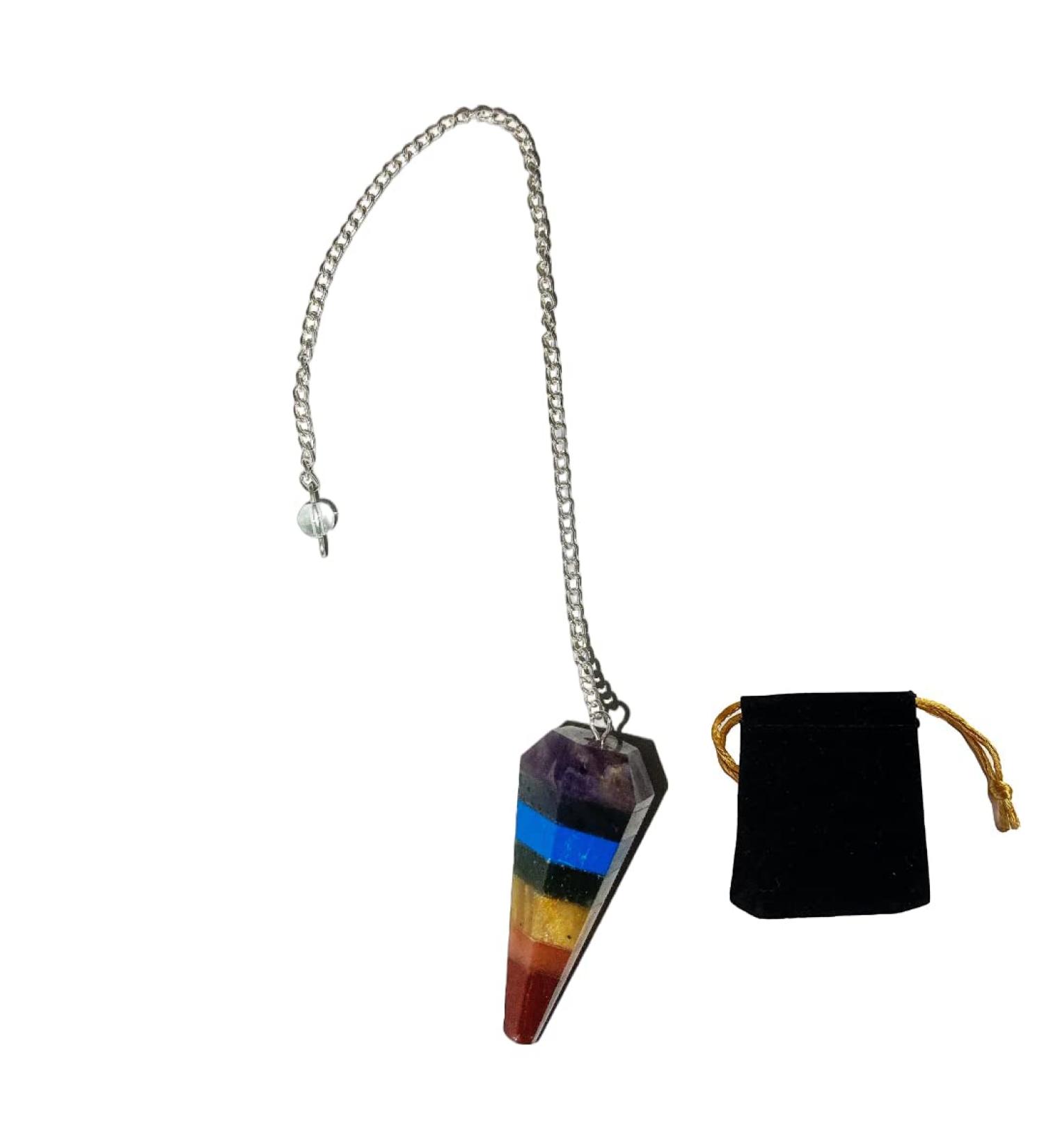 7 Chakren-Natural stone trade crystal pendulum hexagonal vintage crystal pendulum for dining rod chakra-zreiki-kutagung wicca meditation spendula (7 chakras)