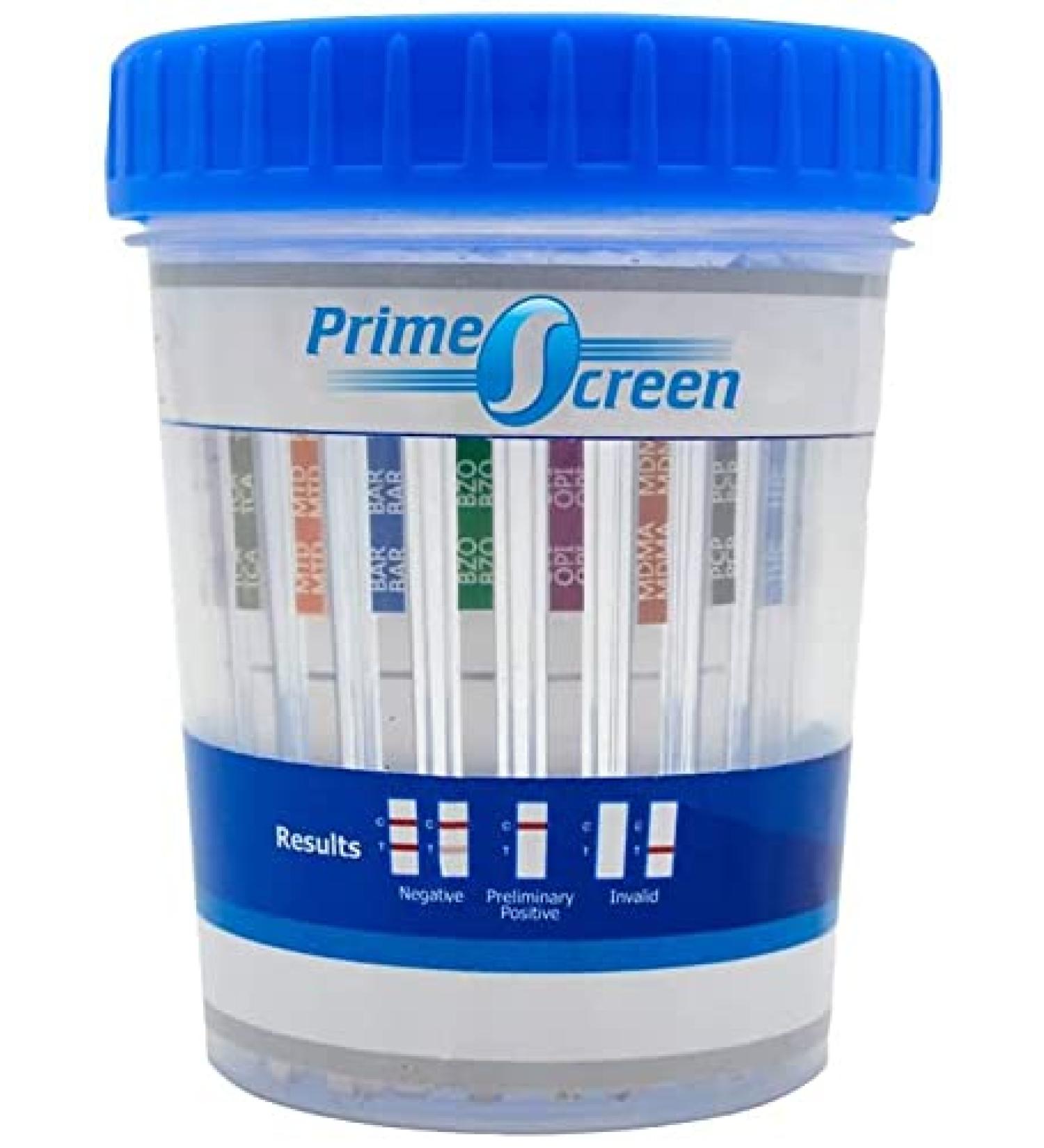 Prime Screen Urine Drug Test Compact Cup 16 Panel Kit (AMP BAR BUP BZO COC mAMP MDMA MOP/OPI MTD OXY PCP THC ETG FTY TRA K2) - 5 Pack -CDOA-9165EFTK - Buy Online on GoSupps.com