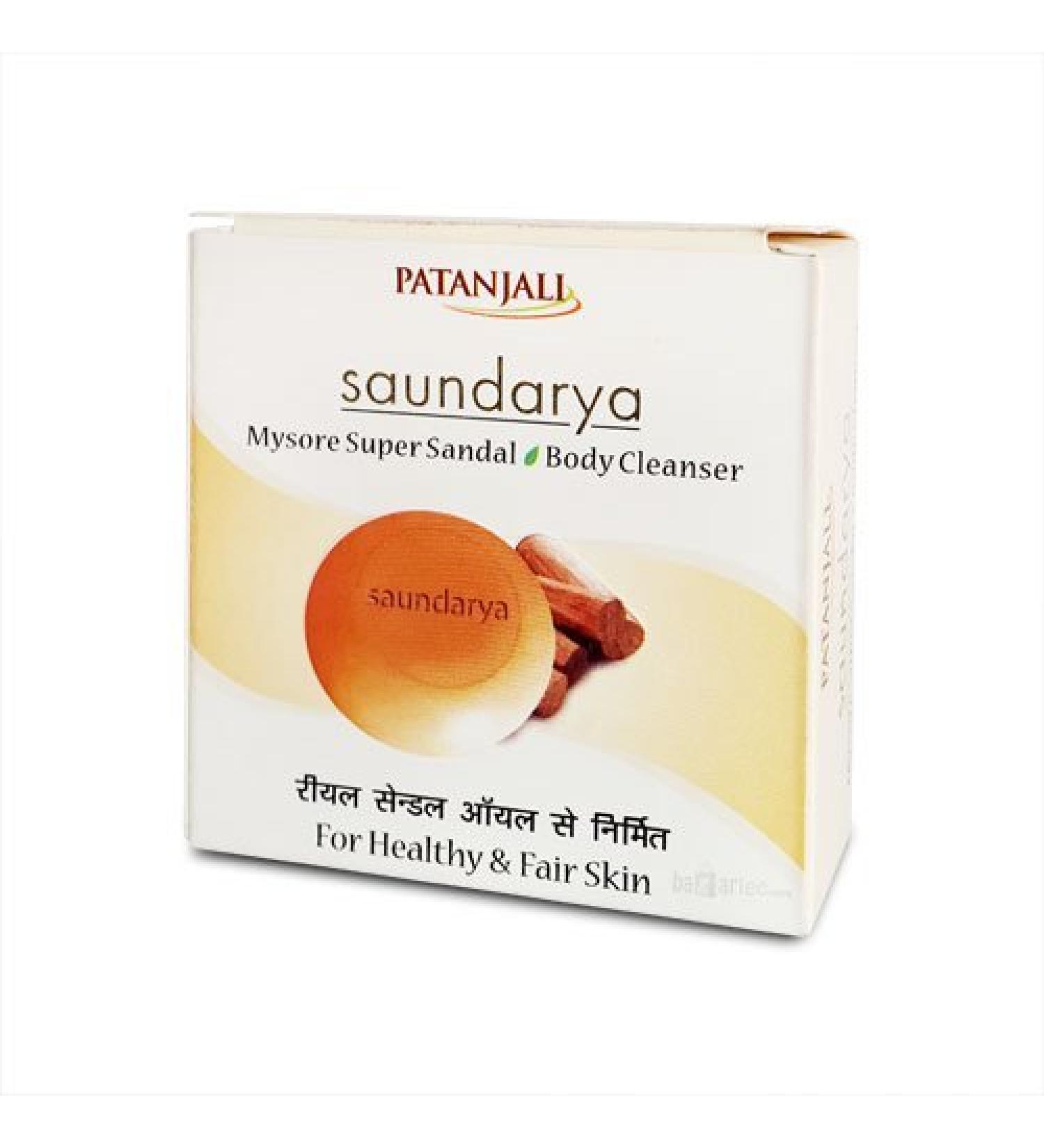 Patanjali Saundarya Mysore Super Sandal Body Cleanser Soap (150g 75g X2) - Buy Online | Best International Shipping - Buy Online on GoSupps.com