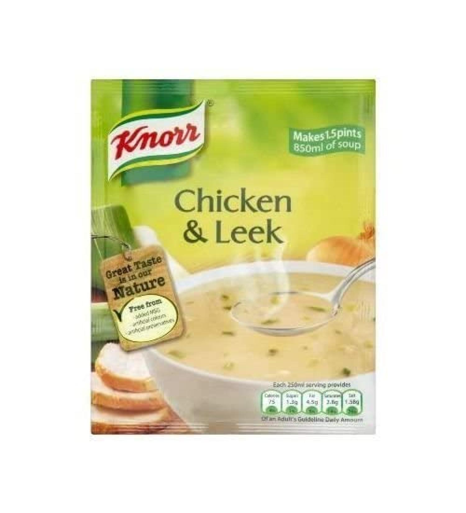12 X KNORR SOUP CHICKEN & LEEK 1.5pint 1.5 Pint Serving (12 PACK BUNDLE) Chicken 12 count (Pack of 1)