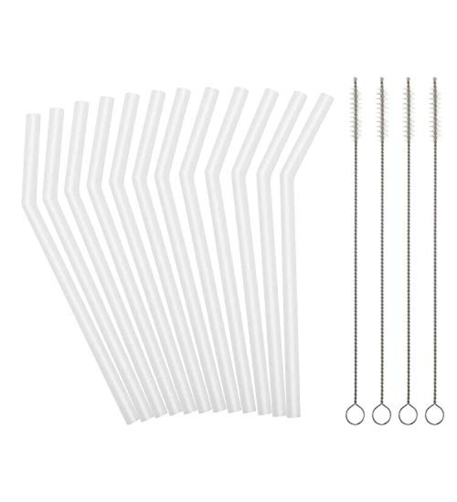 12 Short Clear Silicone Straws for Kids - BPA Free, Eco-Friendly, 4 Brushes - Fits 6-10 oz Tumblers - Buy Online on GoSupps.com