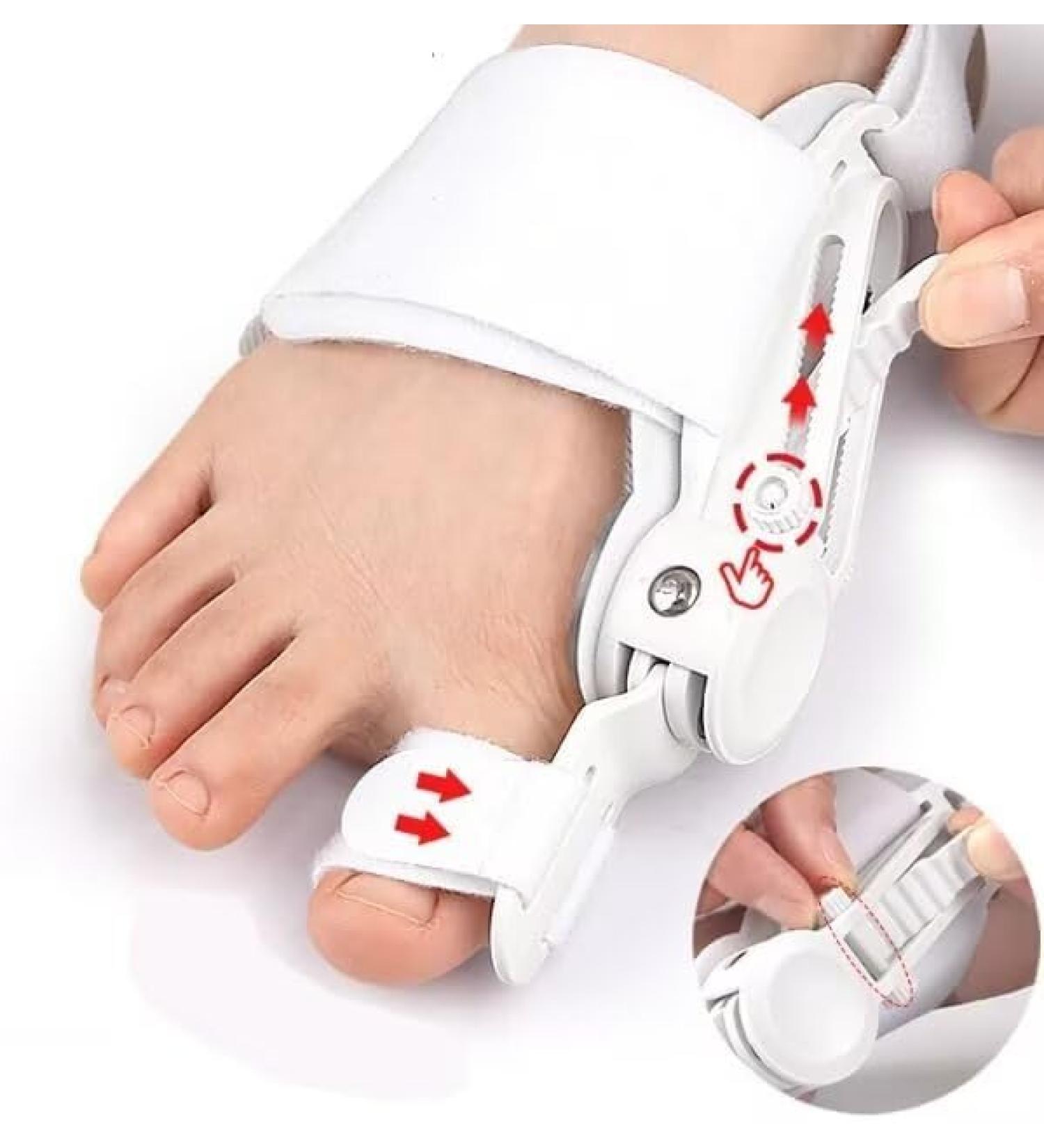 Bunion Corrector for Women & Men comfortable effective adjustable clamp for rolling axis bunion splints toe straightener with silicone pad with anti-slip heel strap with 1 pair toe seperator