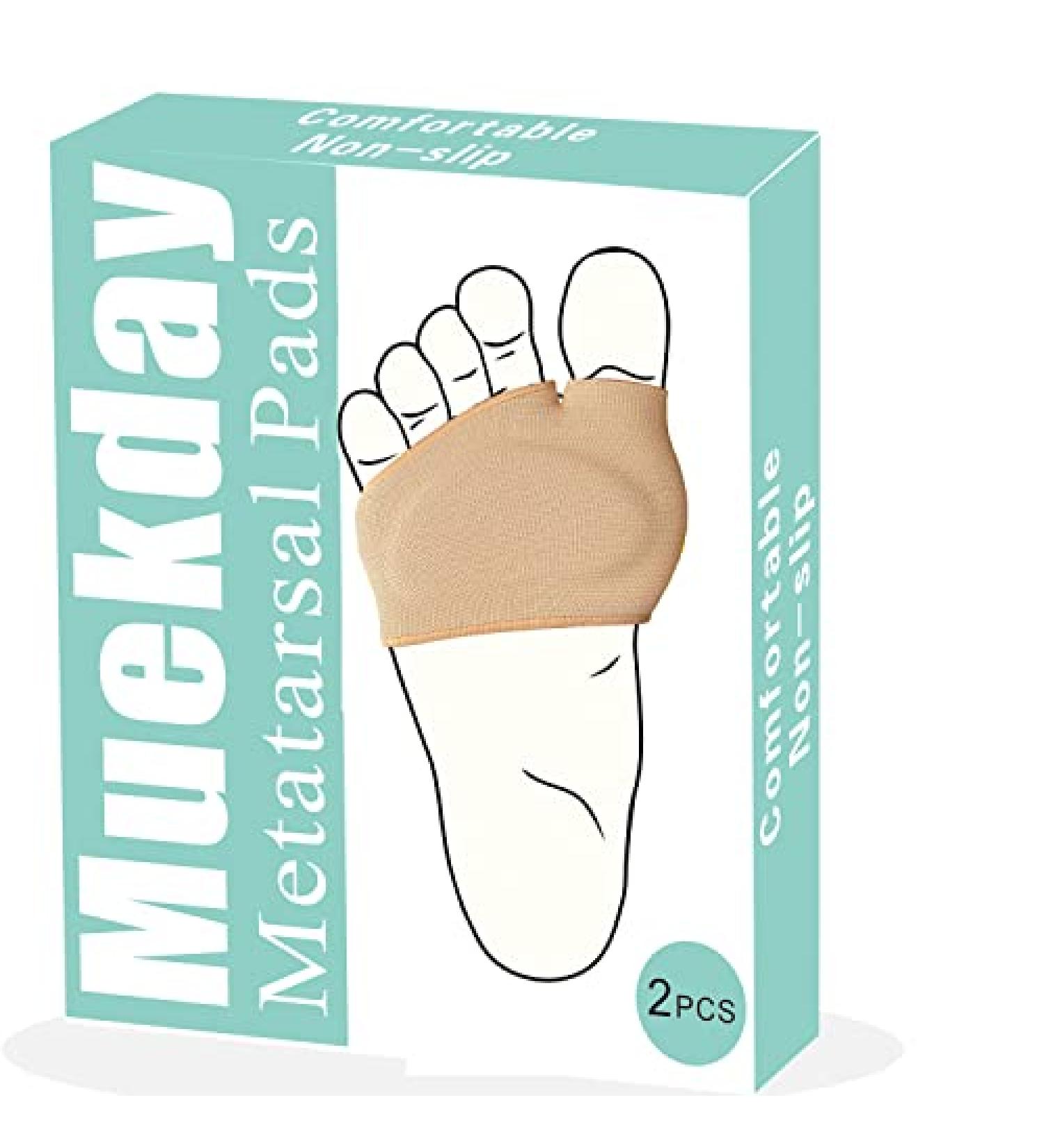 Metatarsal Pads for Women and Men 2 Pcs Ball of Foot Cushions Foot Pads for Mortons Neuroma Pain Relief Help Metatarsalgia Mortons Calluses Blisters Diabetic Feet (2Pack-Beige)