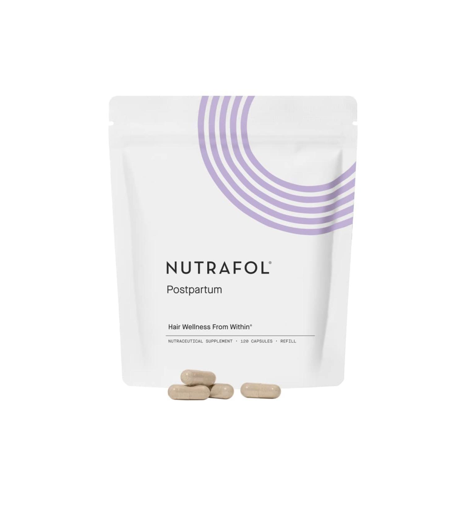 Nutrafol Postpartum Hair Growth Supplement - Breastfeeding-Friendly, 1 Month Supply [Refill Pouches] - Thicker & Stronger Hair - Buy Online on GoSupps.com
