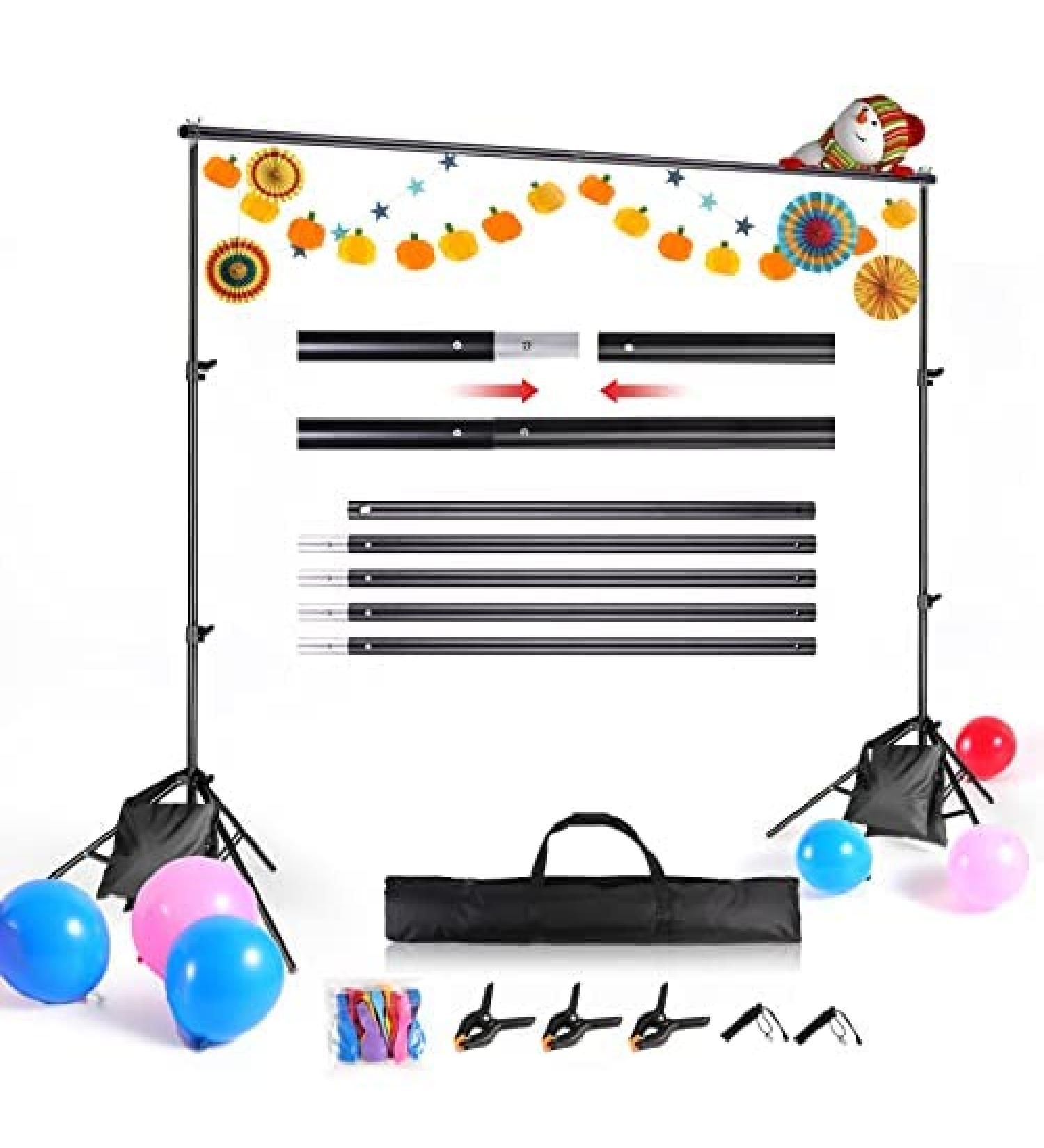 6.5x10ft Adjustable Backdrop Stand for Parties & Wedding Photography + 12 Balloons | ZBWW Photo Video Studio | Advertising Display - Buy Online on GoSupps.com
