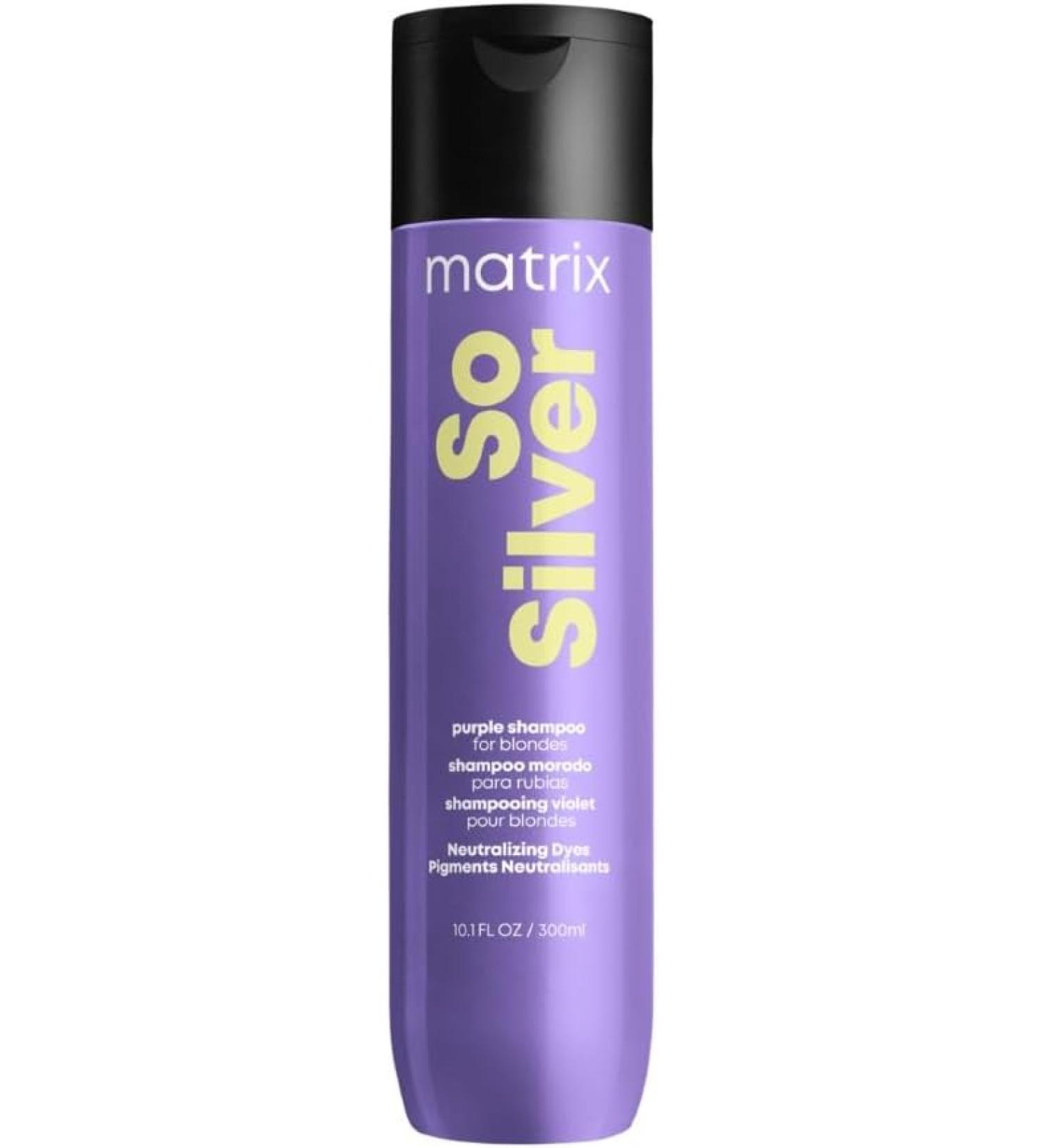 Matrix Total Results So Silver Purple Shampoo 10.1oz - Neutralizes Yellow Tones, Tones Blonde & Silver Hair - Color Depositing Shampoo for Color Treated Hair - Buy Online on GoSupps.com