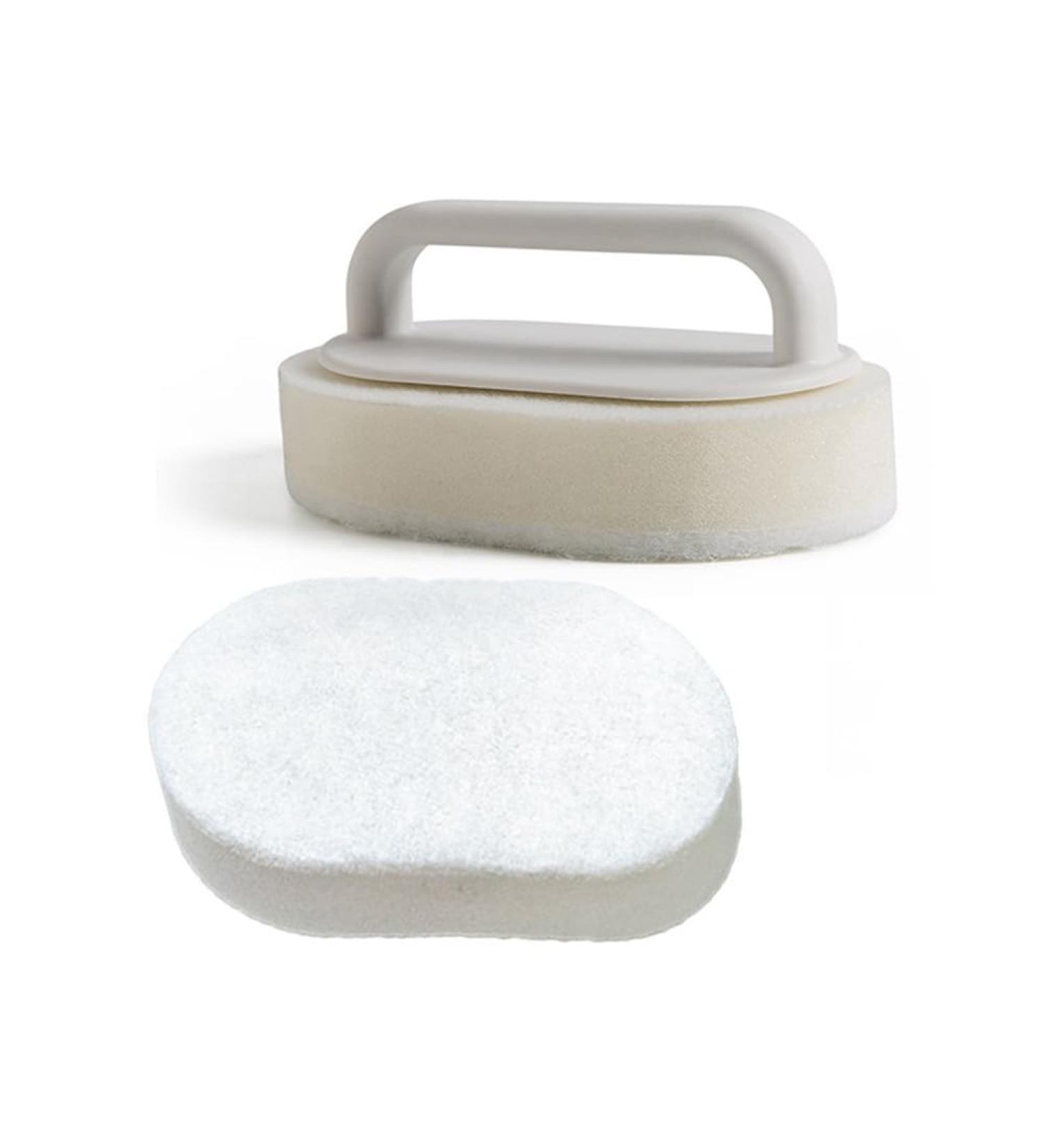 korvre Handle Bath Tub Scrubber Soap Scum Remover for Shower Scrubbers Non Scratch Scrub Cleaning Sponge Bathroom Scouring Pads White - Buy Online on GoSupps.com