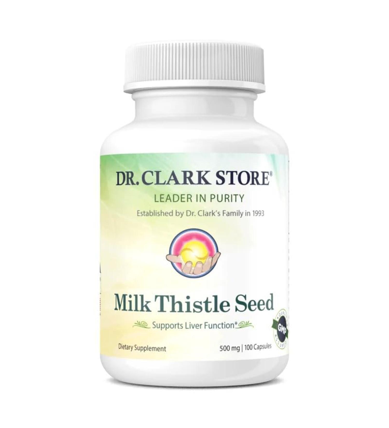 Dr Clark Store Milk Thistle Seed Supplement 500mg, 100 Capsules, Liver Health & Detox Support - Buy Online on GoSupps.com