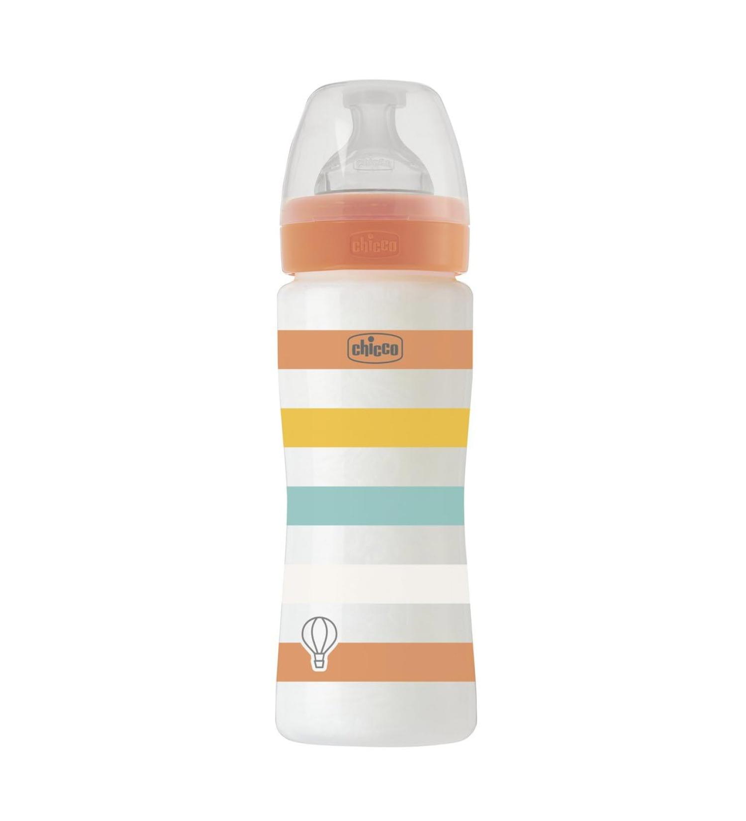 Chicco Baby Bottle Well-Being 330ml | Fast Flow Silicone 4M+ - Orange | International Shipping Available - Buy Online on GoSupps.com
