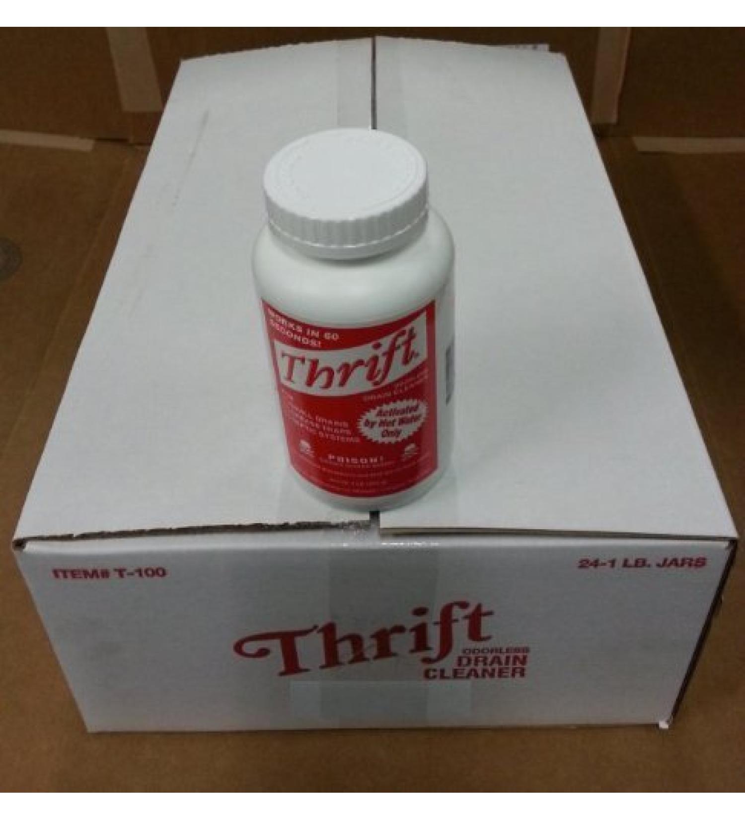 Alkaline Based Drain Cleaner - Thrift Drain Cleaner Case of 24 1Lb Granular - Thrift T-100 by Thrift