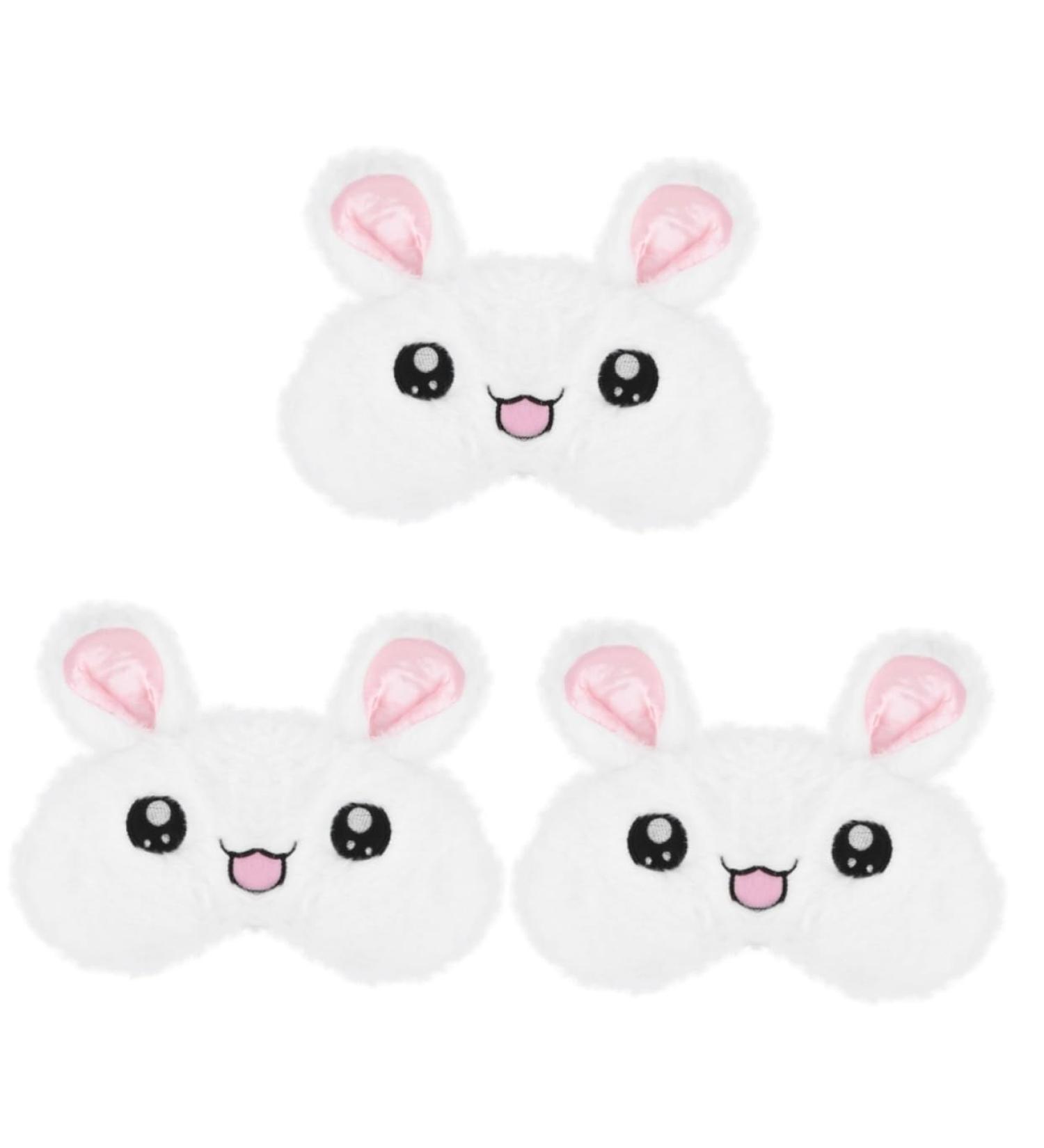 FOMIYES 3 Pcs Travel Eye Mask Set | Plush Rabbit Eye Masks for Adults & Kids | Soft & Fluffy Eye Shades for Sleep & Relaxation - Buy Online on GoSupps.com