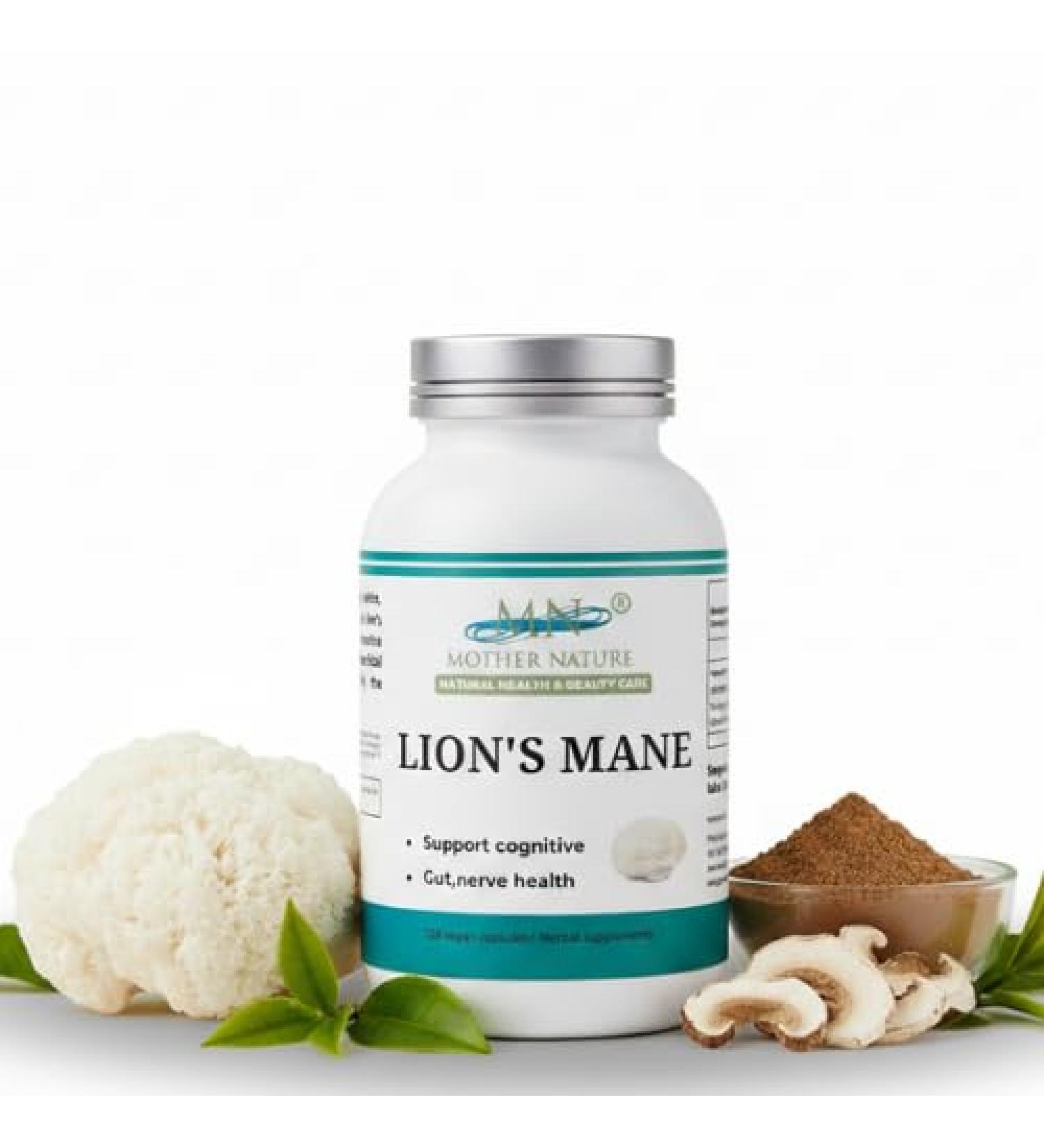 Mother Nature Lion's Mane (Hericium erinaceus) Mushroom Supplement - 1000mg - 120 Vegan Pullulan Capsules - Made in USA - Buy Online on GoSupps.com