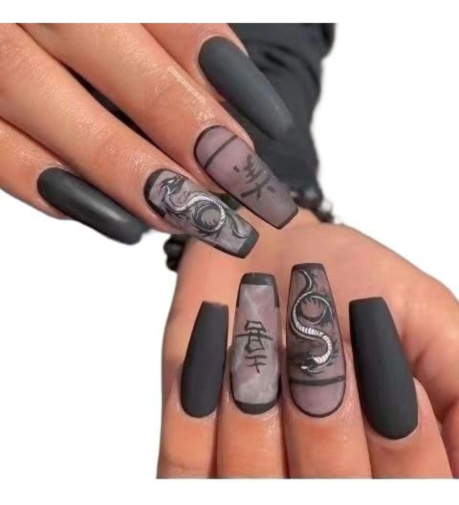 Temperament enhancement manicure hand-made wearing a Chinese style nail patch dark manicure.(XS)