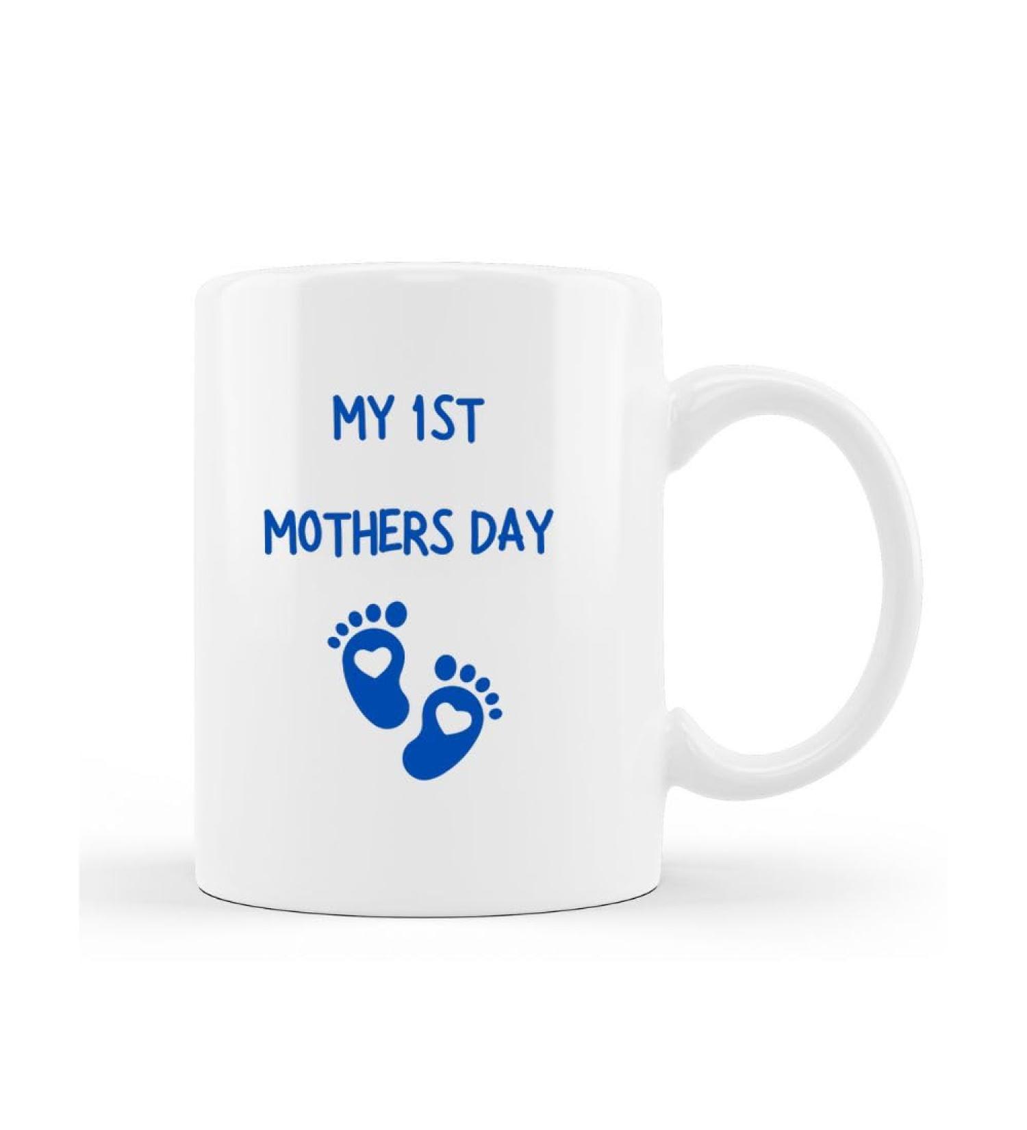 Merch Kingdom My 1st Mothers Day Gift Coffee Tea Mug (Blue)
