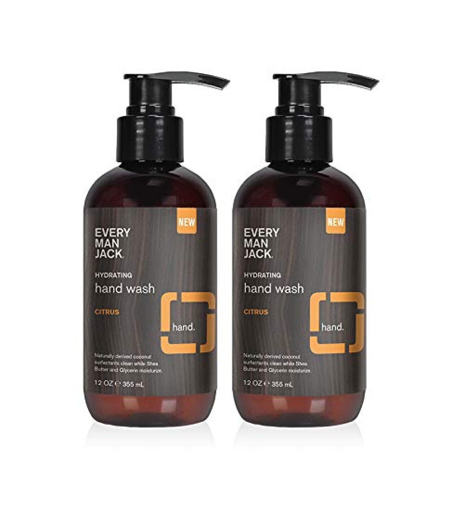 Every Man Jack Citrus Hand Wash - 12oz Twin Pack (2 Bottles) | Naturally Derived, Certified Cruelty Free, Gluten Free, Vegan - Buy Online on GoSupps.com
