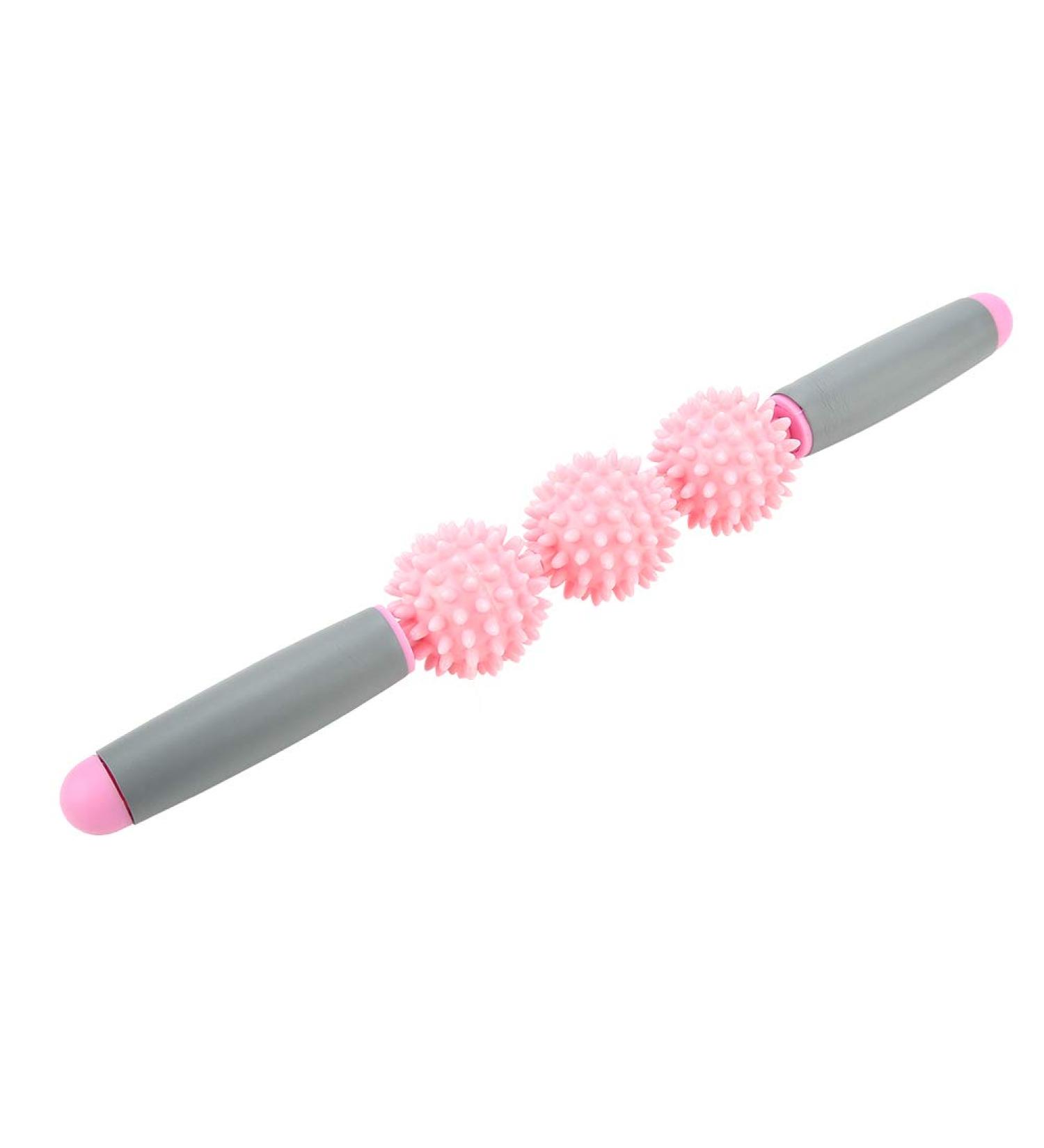 Portable Massage Tab with 5 Cellulite Balls - Yoga Stick & Muscle Roller for Deep Tissue Relief | Pink - Buy Online on GoSupps.com