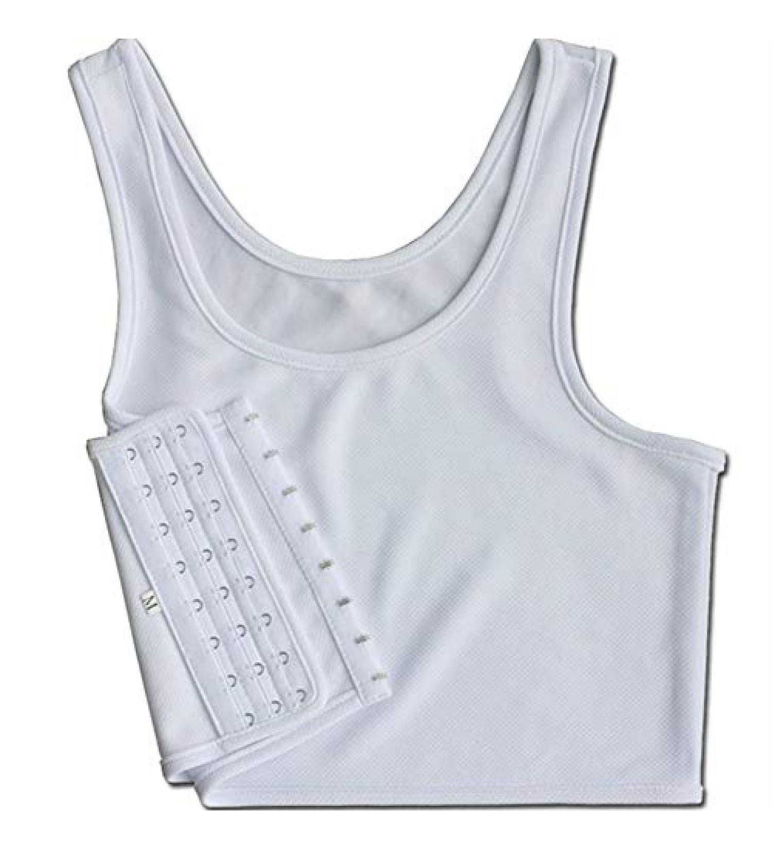 Women's White Hook Vest Sportswear Corset with Straps | Lesbian Tomboy Tank Bra | Chest Slim Fit Binder - Small - Buy Online on GoSupps.com