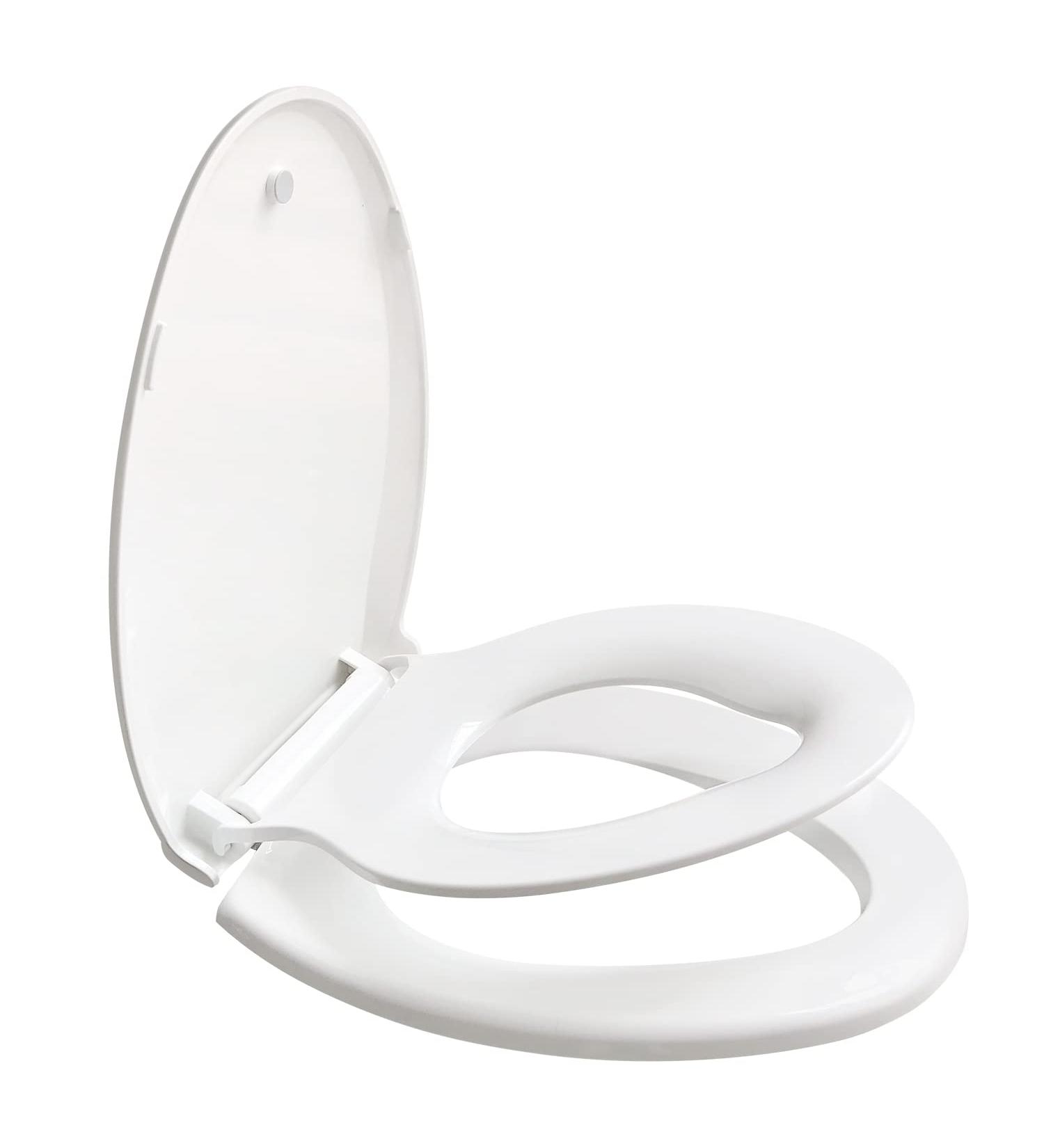 Elongated Toilet Seat with Built-in Potty Training Seat - Durable Plastic, White Cover - Replacement Seat 4012 - Buy Online on GoSupps.com
