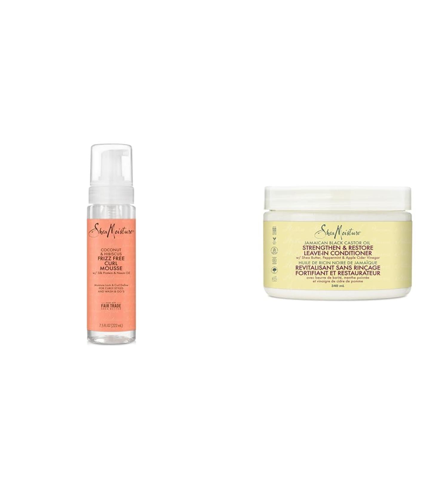 SheaMoisture Frizz-Free Curl Mousse for Curly Hair (222 ml) + Strengthen & Restore Leave-In Conditioner for Dry Hair (340 ml) Mousse + Hair Treatment - Buy Online on GoSupps.com
