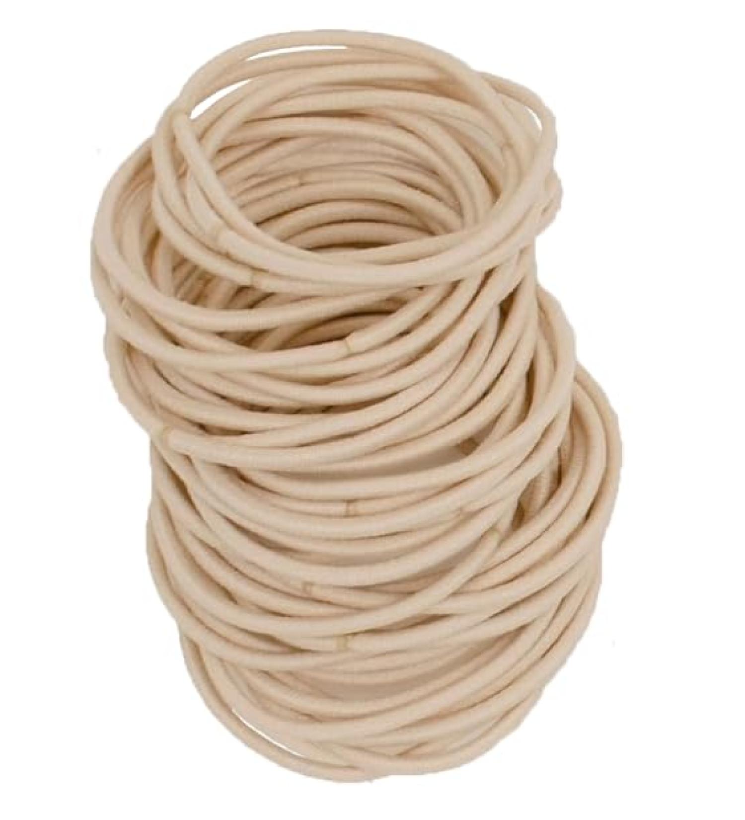 WROLY 4mm Elastic Hair Bands for Women and Girls - Beige 50-Pcs - Buy Online on GoSupps.com