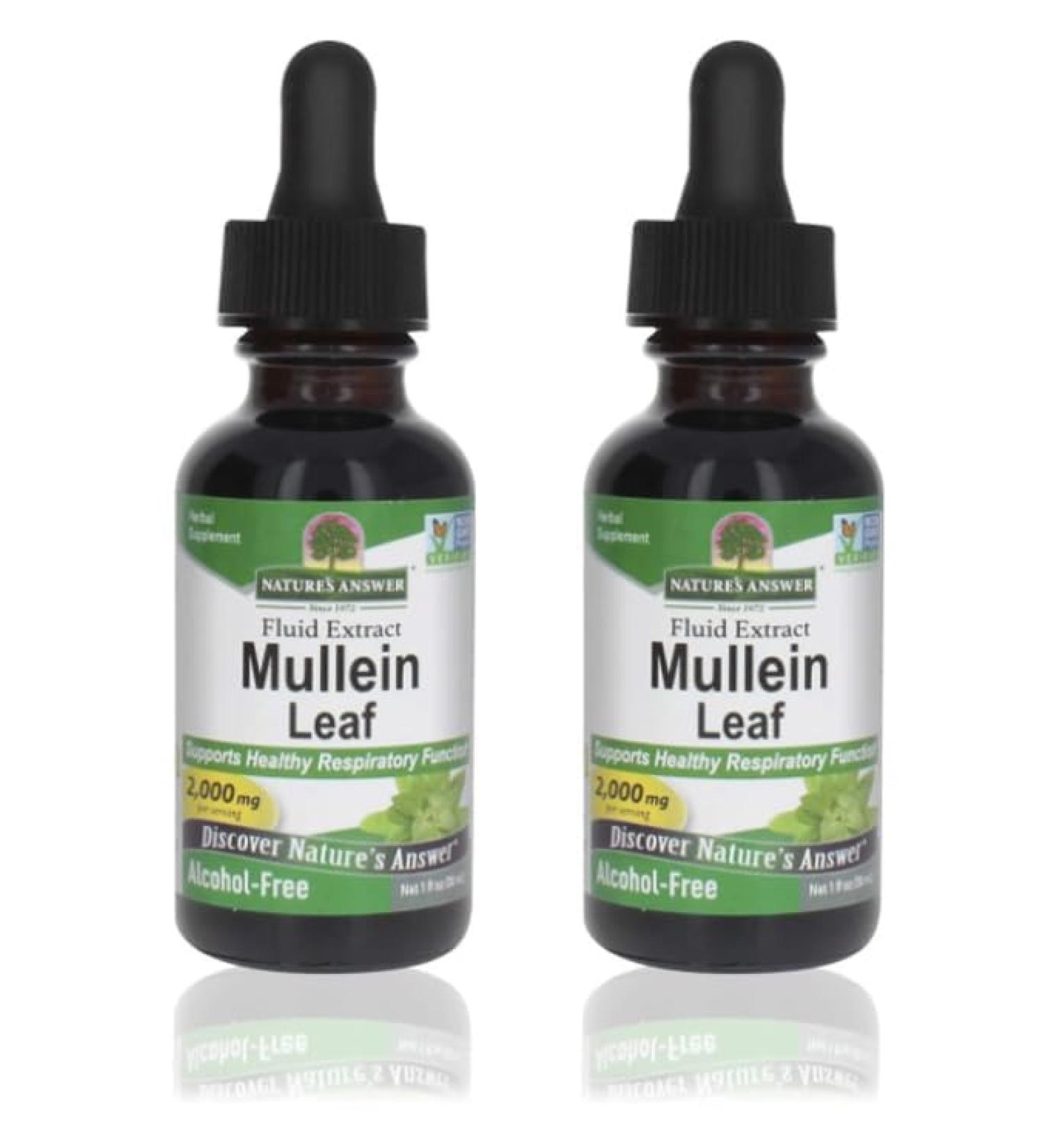 NatureAnswer's Mullein Leaf 2000 mg 2 x 30 ml Set of 2 packs of 60 ml in total