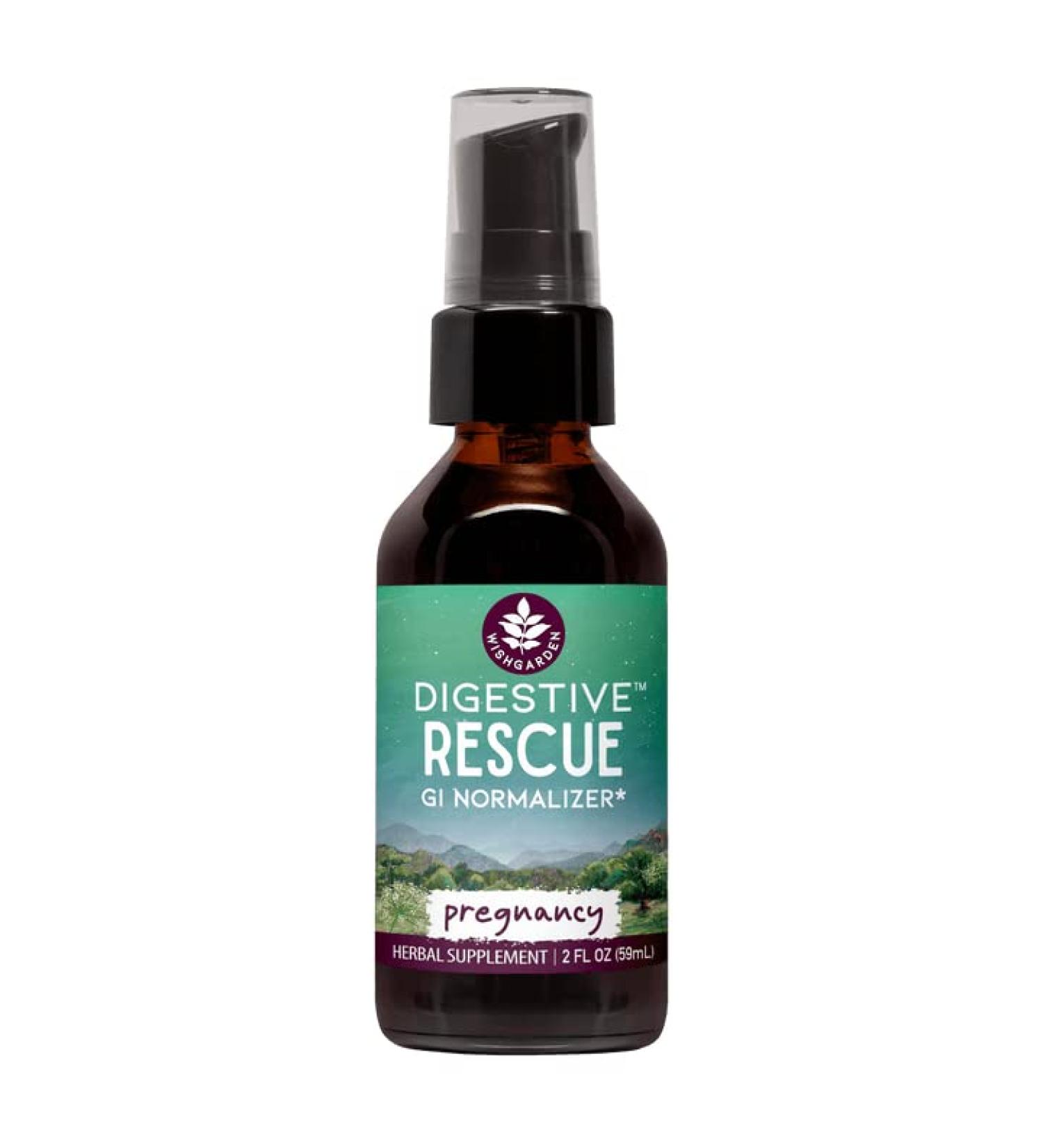 WishGarden Herbs Digestive Rescue Gi Normalizer for Pregnancy - Organic Herbal Tincture with Peppermint & Fennel Seed 2oz - Fast Relief for Digestive Discomforts - Buy Online on GoSupps.com