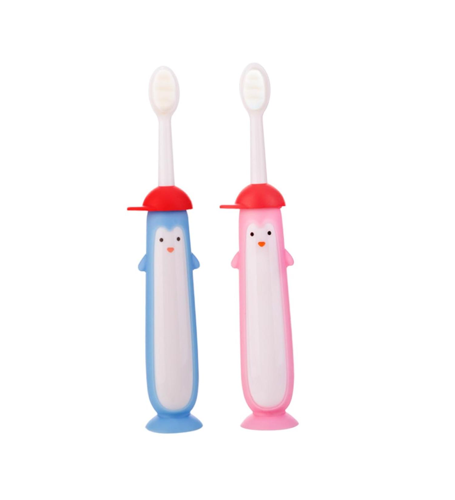 Buy Minkissy 2pcs Baby Toothbrush Training & Teething Toy - Mouth Cleaning Brush with Suction Cup - Ideal for Infant Oral Care - Buy Online on GoSupps.com