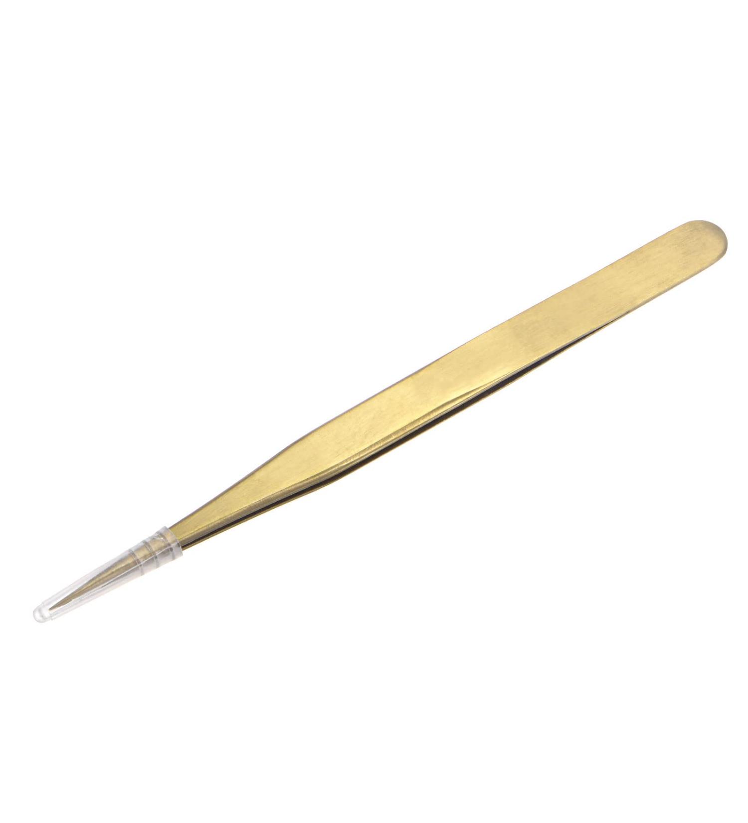 uxcell Non-Magnetic Anti-Static Stainless Steel Precision Tweezer for Eyelash Extensions - Gold Tone 135x10mm - Buy Online on GoSupps.com