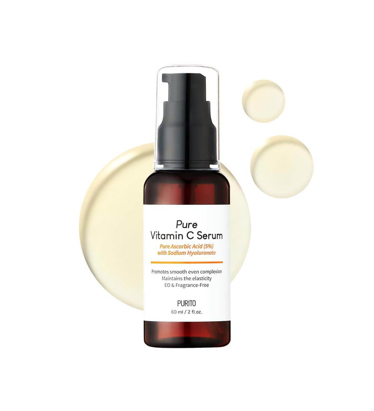PURITO Pure Vitamin C Serum 60ml - Vegan Cruelty-Free Hypoallergenic Korean Skincare - Natural Ingredients for Calming Radiance - Buy Online on GoSupps.com