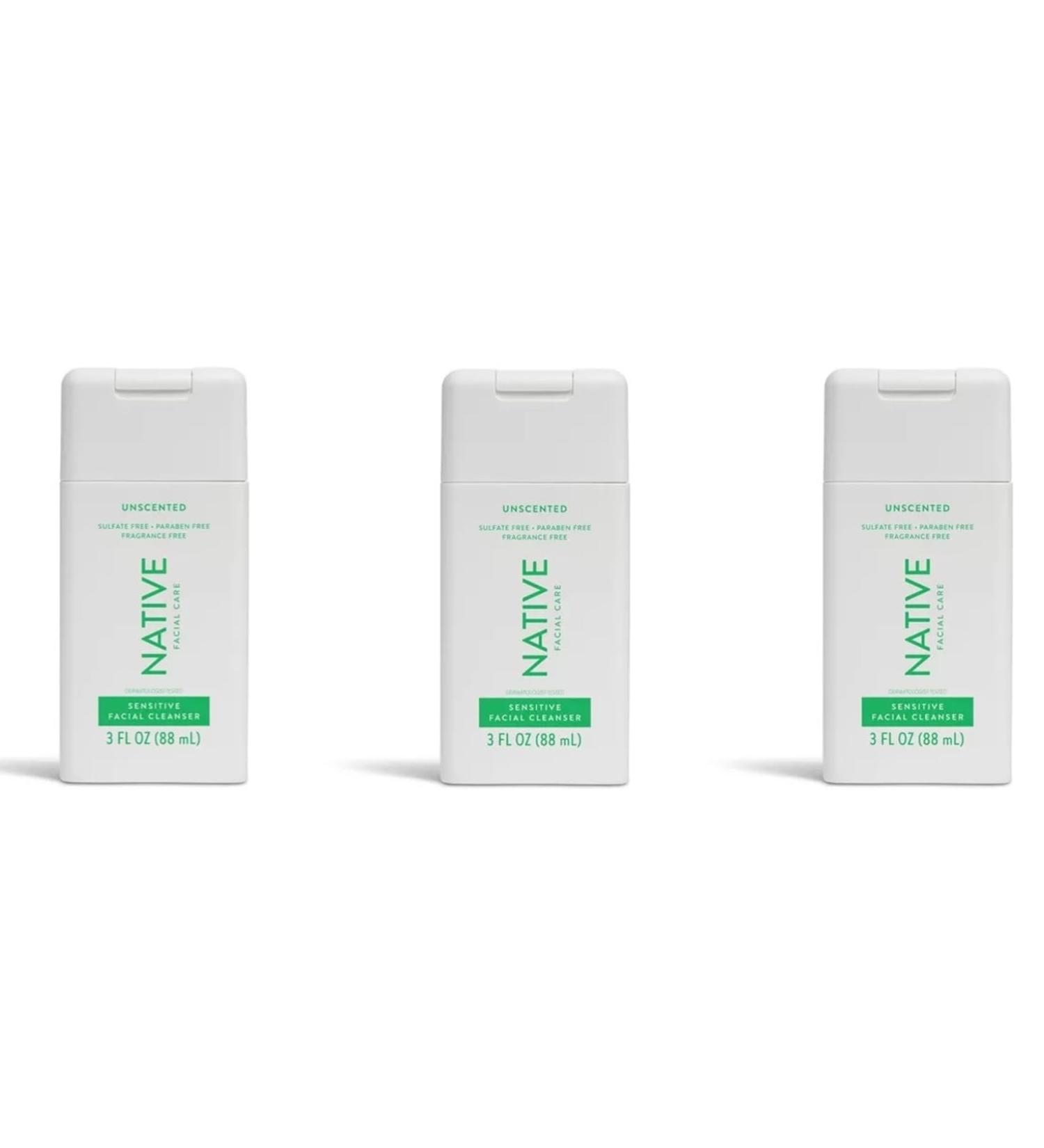 Buy Unscented Travel Size Facial Cleanser - Native Collection (3 oz) - Pack of 3 | Ideal for International Shipping - Buy Online on GoSupps.com
