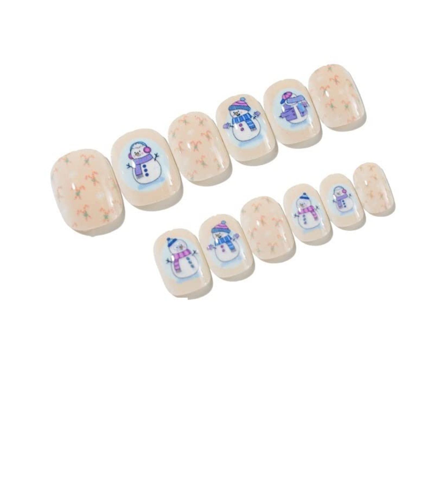 24 Pack Christmas Fake Nail Patch Kids Cartoon Full Coverage Kids Fake Nail Art Girl New Year Nail Art Decoration (Color : 11) - Buy Online on GoSupps.com
