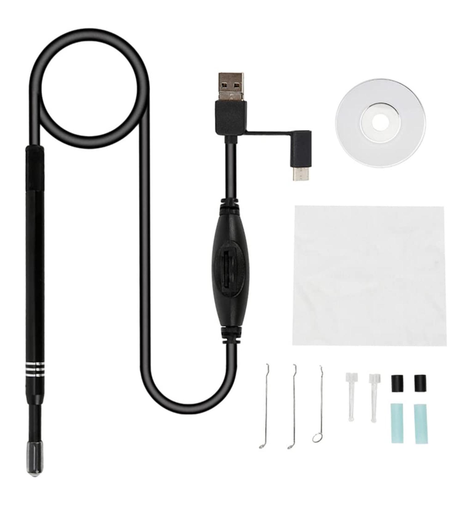 XIMGirl Ear Wax Remover Tool 5.5mm EAR Endoscope 3 in 1 USB HD Visual Endoscope EAR Cleaner IP65 Waterproof Ear Spoon Camera Earwax Removal Endoscope EAR Cleaning Tool with Camera for Android SMA Black