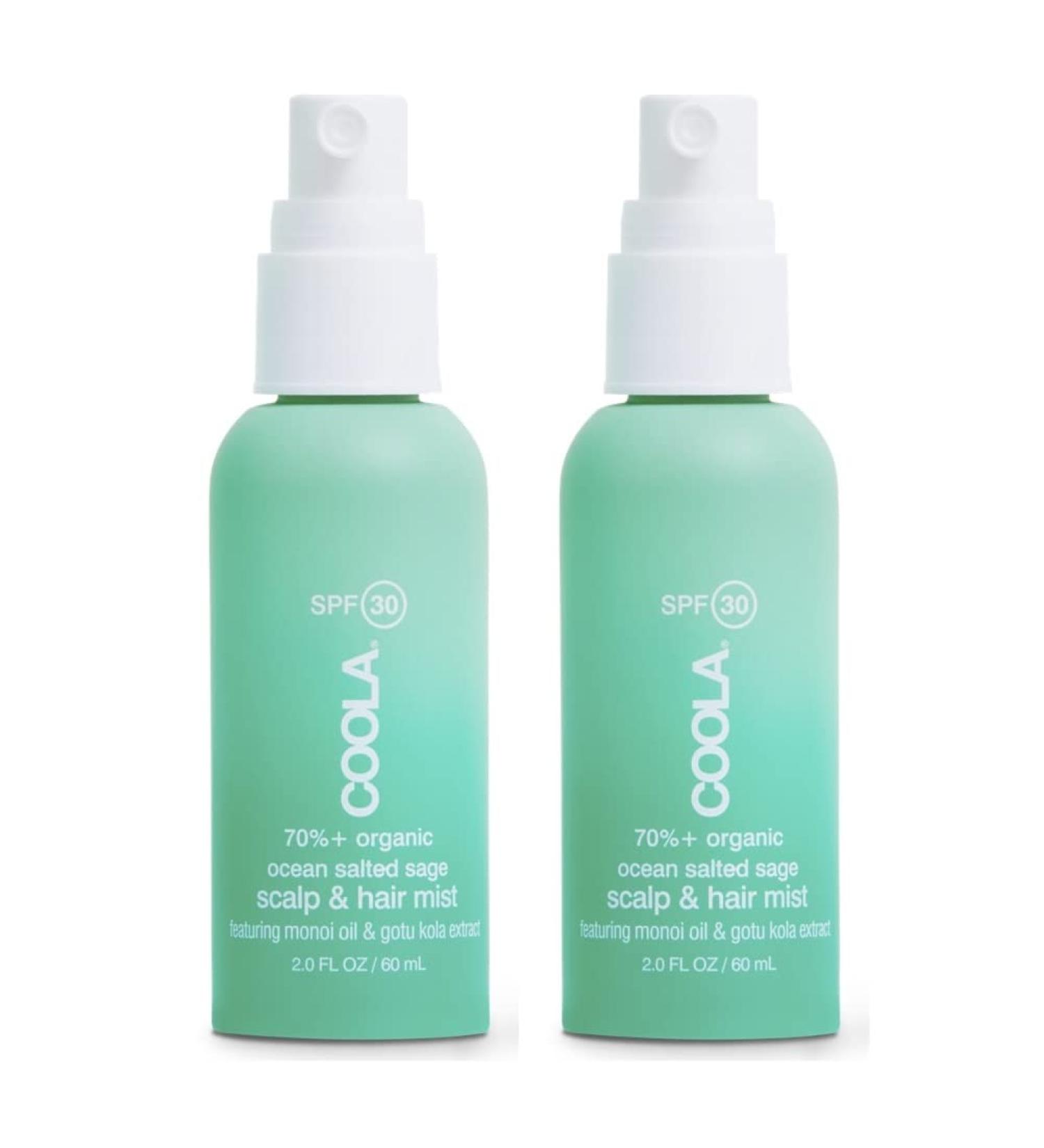Coola Organic Scalp Spray & Hair Sunscreen Mist SPF 30 - Pack of 2 | Vegan & Gluten-Free | Ocean Salted Sage | Dermatologist Tested for Daily Protection - Buy Online on GoSupps.com