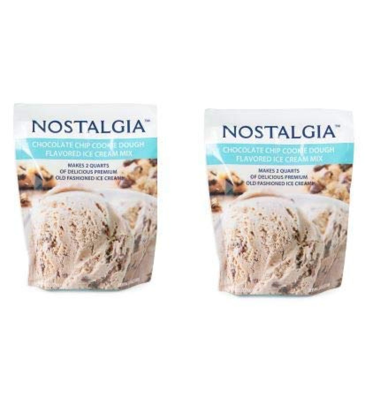 Nostalgia Ice Cream Mix. 2 pack - Chocolate Chip Cookie Dough. Each Packet of 8 Oz Makes 2 Quarts of Delicious Premium Old Fashioned Ice Cream!