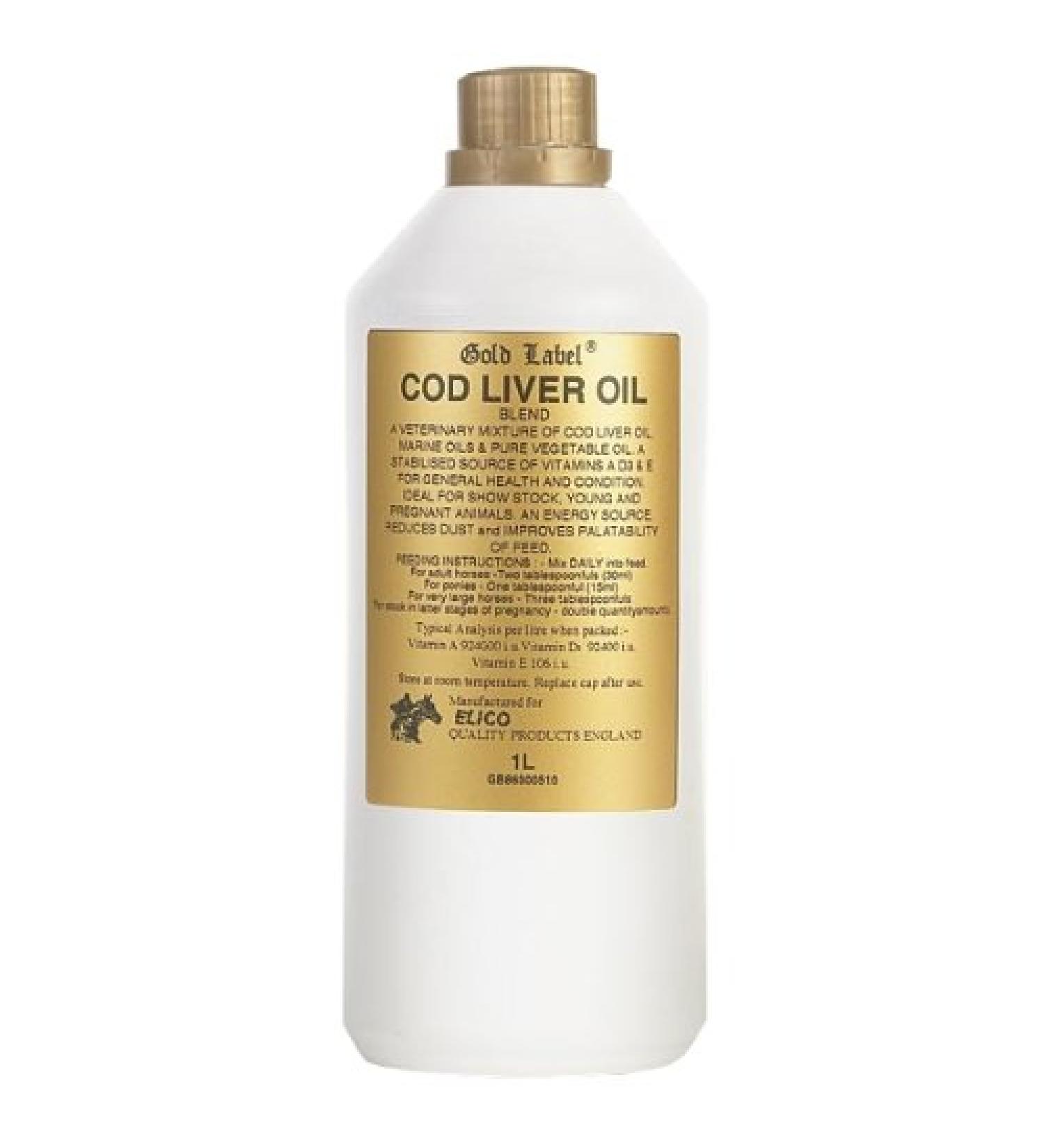 Horse Supplement - Cod Liver Oil For Horses From "Gold Label" - 1 Liter - For Good Health And Condition As Well As A Source Of Energy.