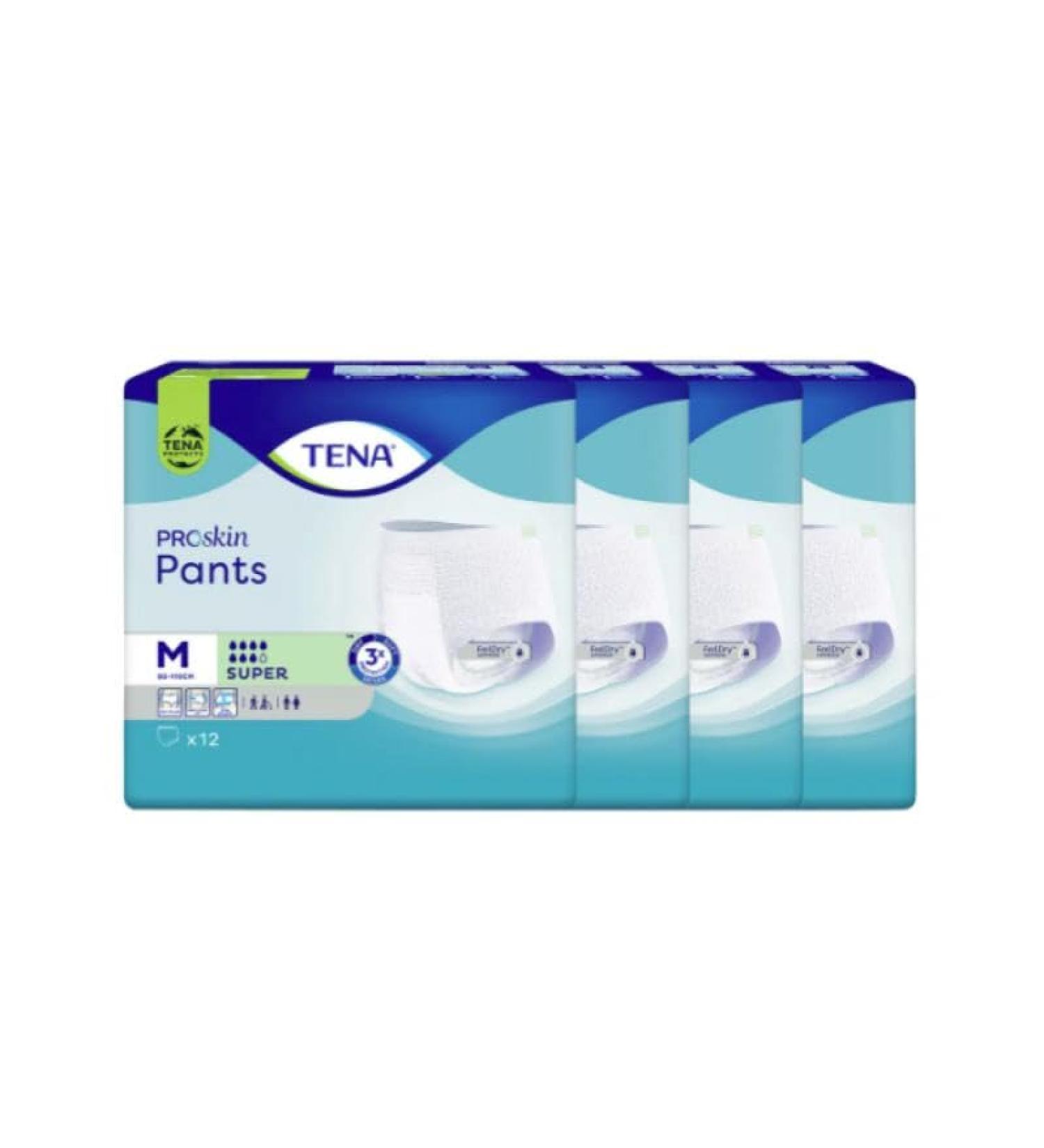 Tena Pants Super - large (L) protective pants for strong bladder weakness / incontinence - breathable very discrete & double outlet protection - (12 disposal protection pants) m (48 pieces)