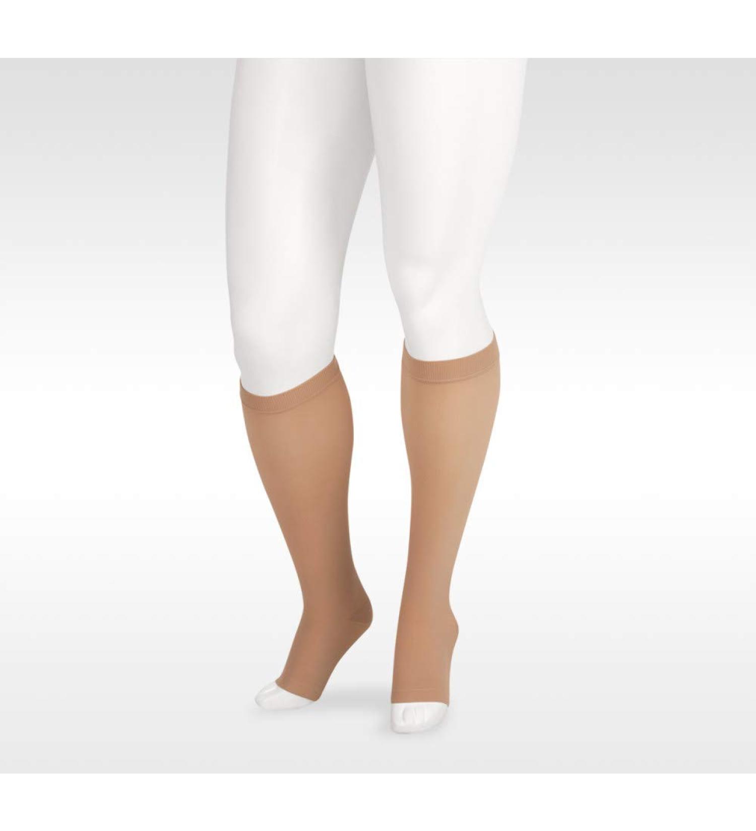 Juzo 2001 ADSBSH14 II II Soft Open Toe Knee High Short 20-30 mmHg with Silicone Border Beige