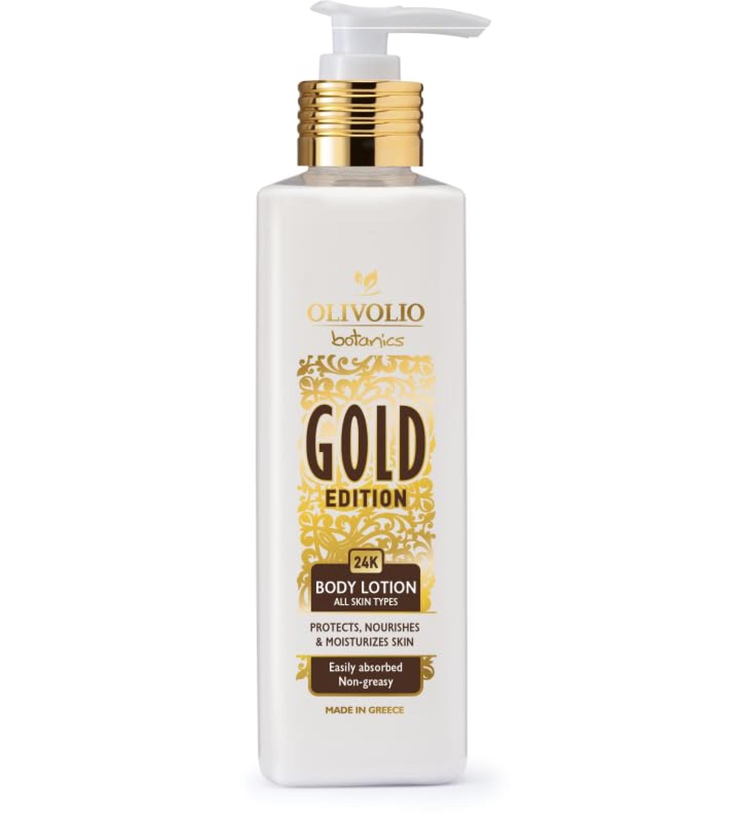 Olivolio Botanics 96% Natural Body Lotion with Gold Flakes No Mineral Oil or Parabens - 250ml