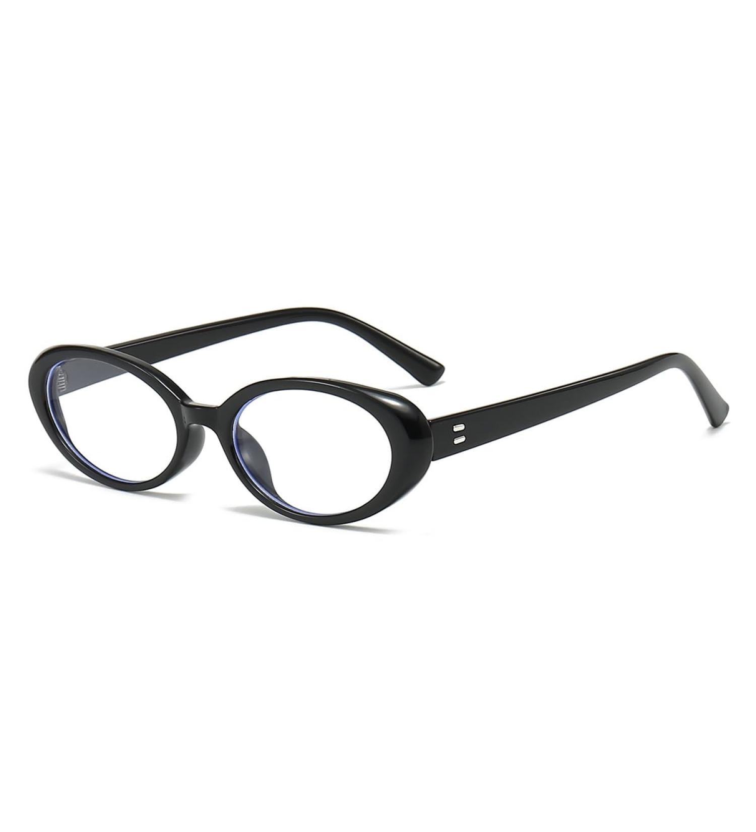 Buy Gleyemor Retro Oval Blue Light Glasses for Men & Women - Vintage 90s Computer Glasses Black 53mm | Protect Your Eyes from Digital Strain - Buy Online on GoSupps.com