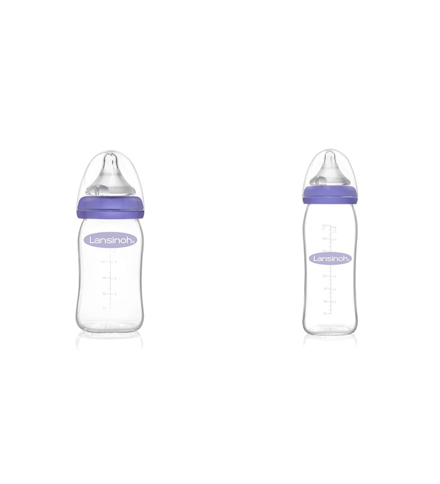 Lansinoh Glass Baby Bottles with NaturalWave Teats - Size S (160ml) & Size M (240ml) - Eco-Friendly Feeding Solutions for Babies - Buy Online on GoSupps.com