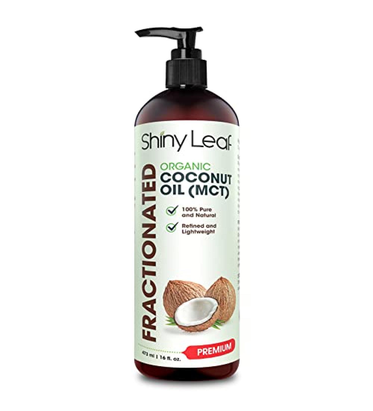Fractionated Coconut Oil 16 fl. oz. - 100% Pure Natural Body & Massage Oil - Non-Greasy Skin & Hair Moisturizer by Shiny Leaf - Buy Online on GoSupps.com