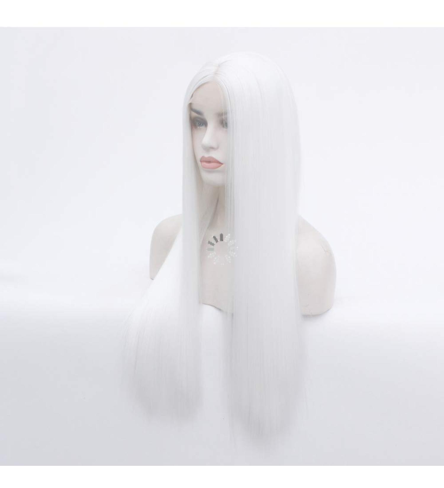 Buy SHIYID White Long Synthetic Lace Front Wig | Heat Resistant Silky Straight Wig for Women - International Shipping Available - Buy Online on GoSupps.com
