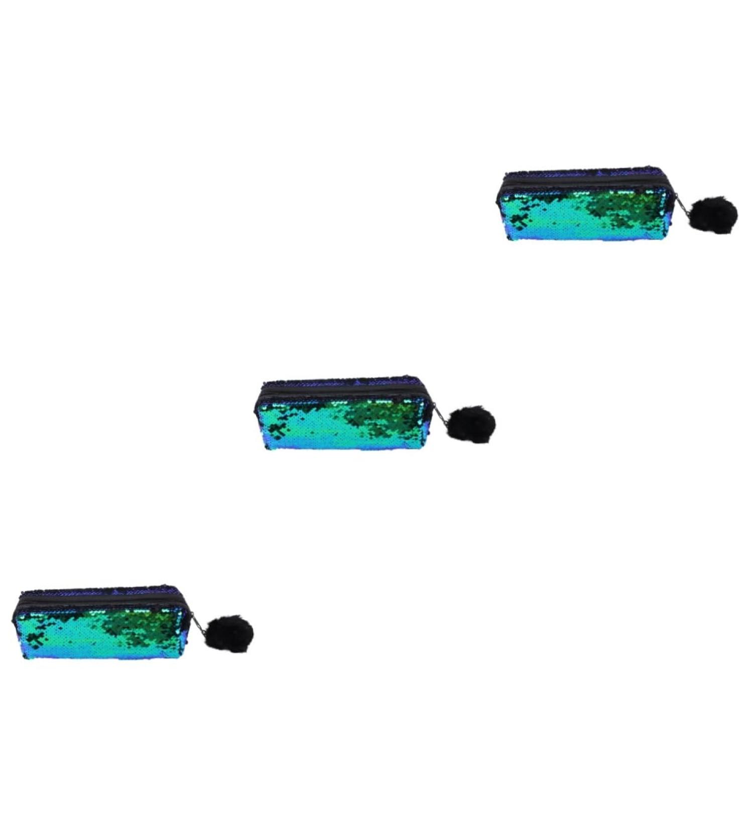 Operitacx 3 pcs Cosmetic Sequined Case Pouch Bag Bags Style Storage Glitter Sequin Sequins Pencil Makeup Lady 21X7CMx3pcs Green Blackx3pcs - Buy Online on GoSupps.com