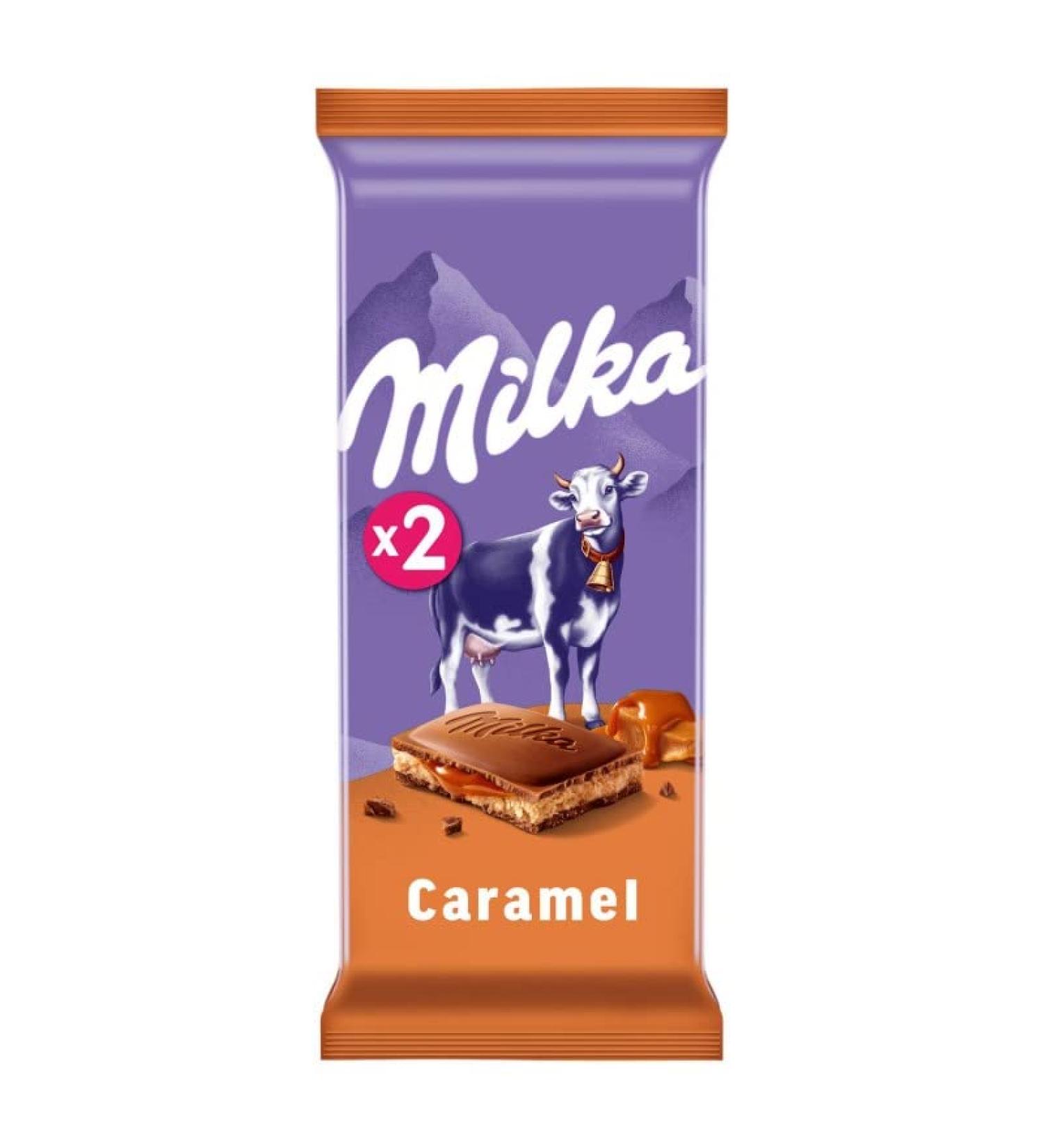 G n rique Milka - Caramel Melting Sweetness - 200g Chocolate Bar for a Gourmet and Comforting Break - Pack of 4 - Sold as a Set